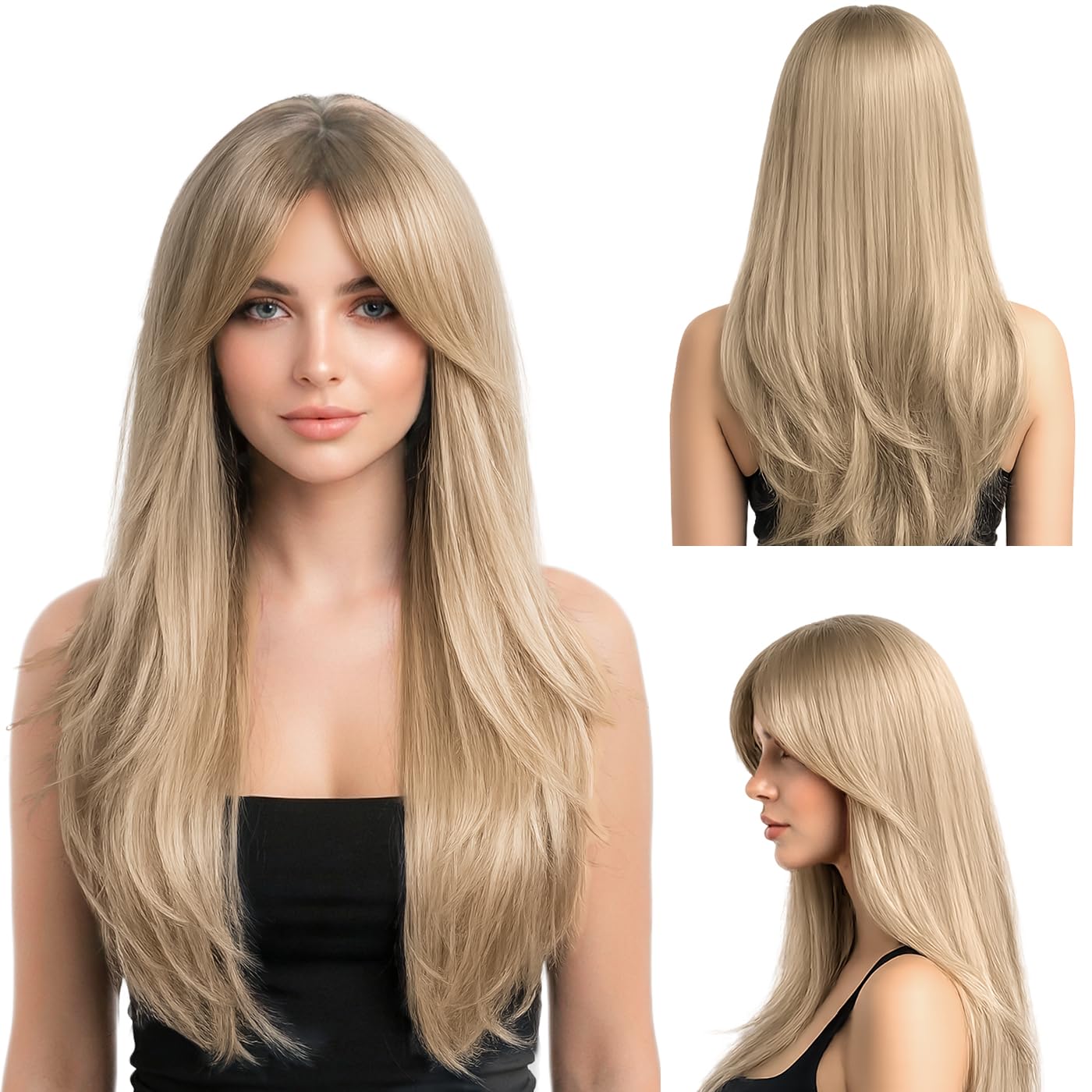 Natural Look Hair Wig, 60 CM Length, Breathable Cap Design, Model JW56