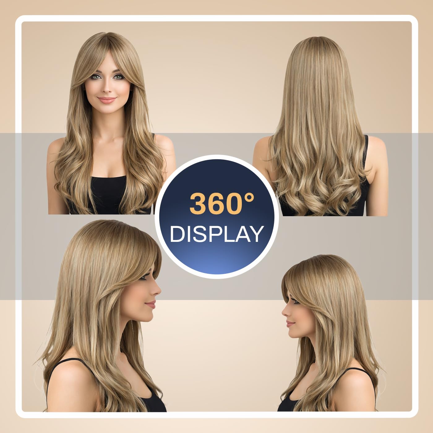 Natural Look Hair Wig, 60 CM Length, Breathable Cap Design