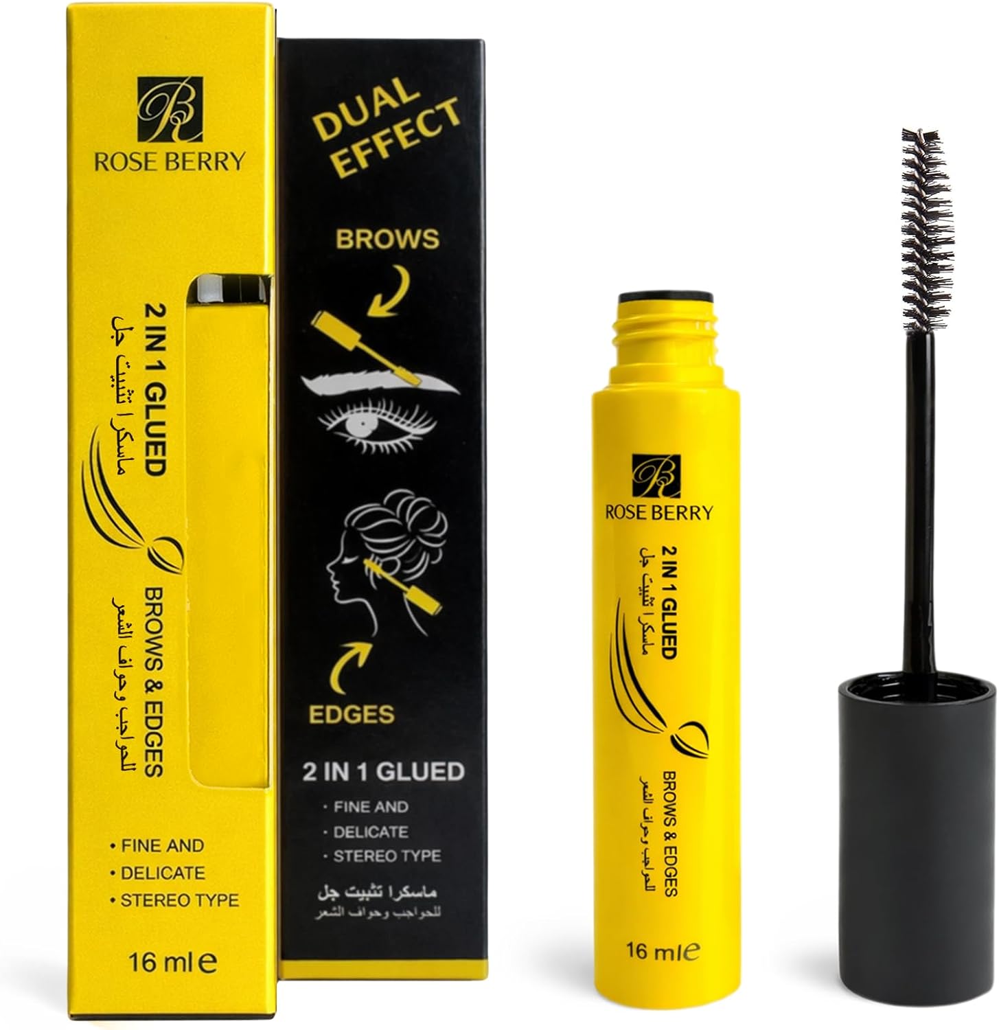 Brow Gel, Glued Brow & Edge Gel, 2 IN 1, Long Lasting, 16, Model RB-ES0866