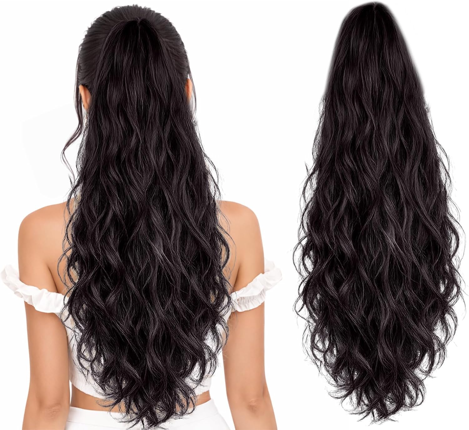 Ponytail Extension, 60 CM, Claw Clip Synthetic Hairpiece, Model JW250