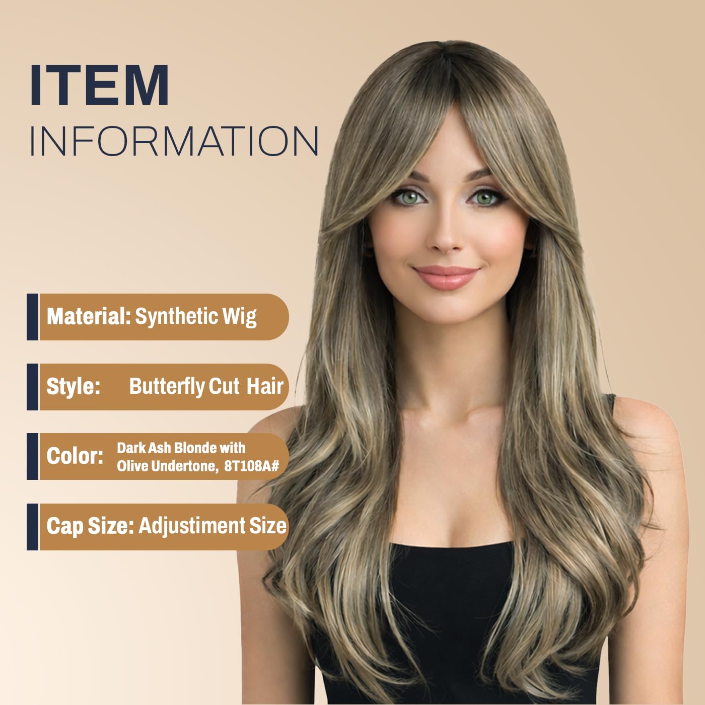 Natural Look Hair Wig, 60 CM Length, Breathable Cap Design