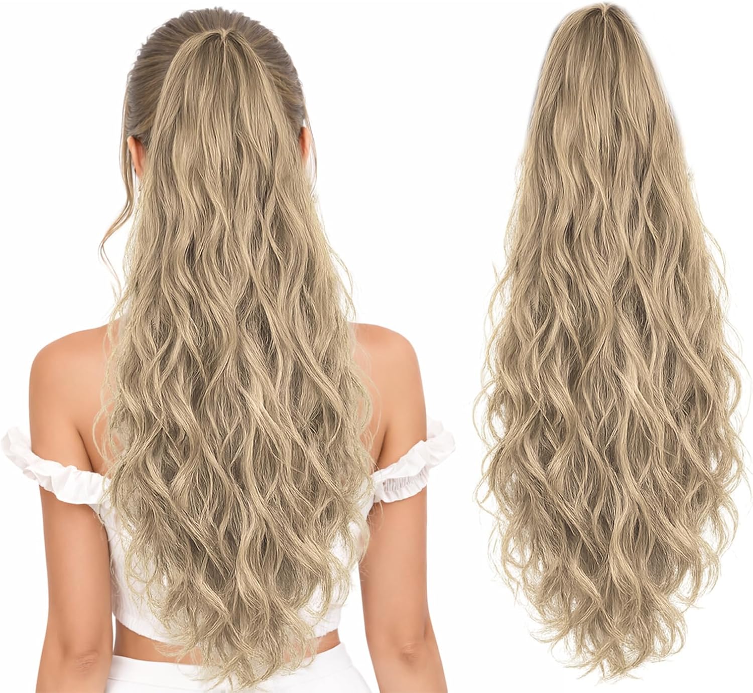Ponytail Extension, 60 CM, Claw Clip Synthetic Hairpiece, Model JW250