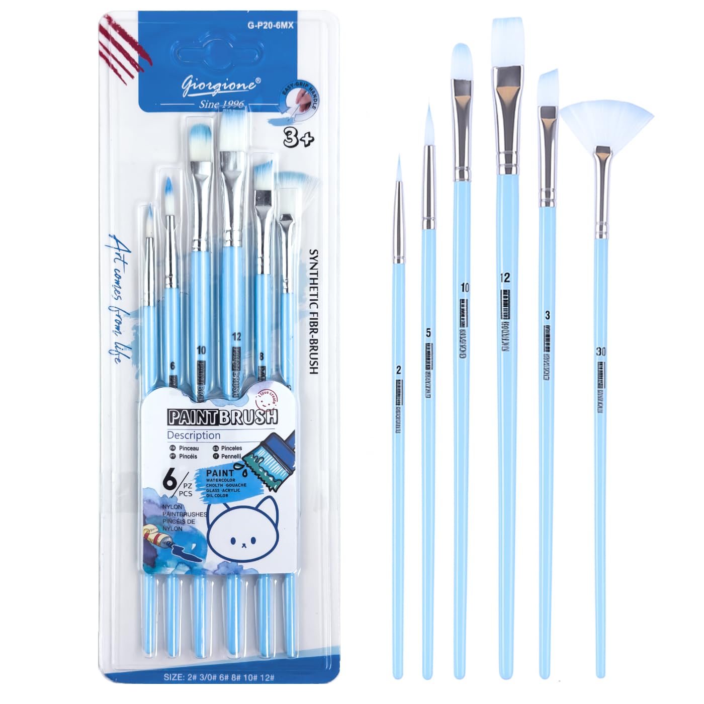 Paint Brush Set, Multi-Shape Brushes, Acrylic, Watercolor for Daily Routine