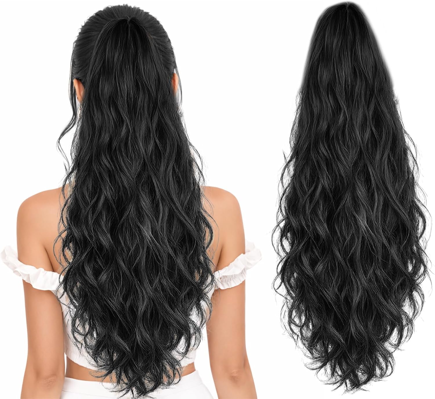 Ponytail Extension, 60 CM, Claw Clip Synthetic Hairpiece, Model JW250