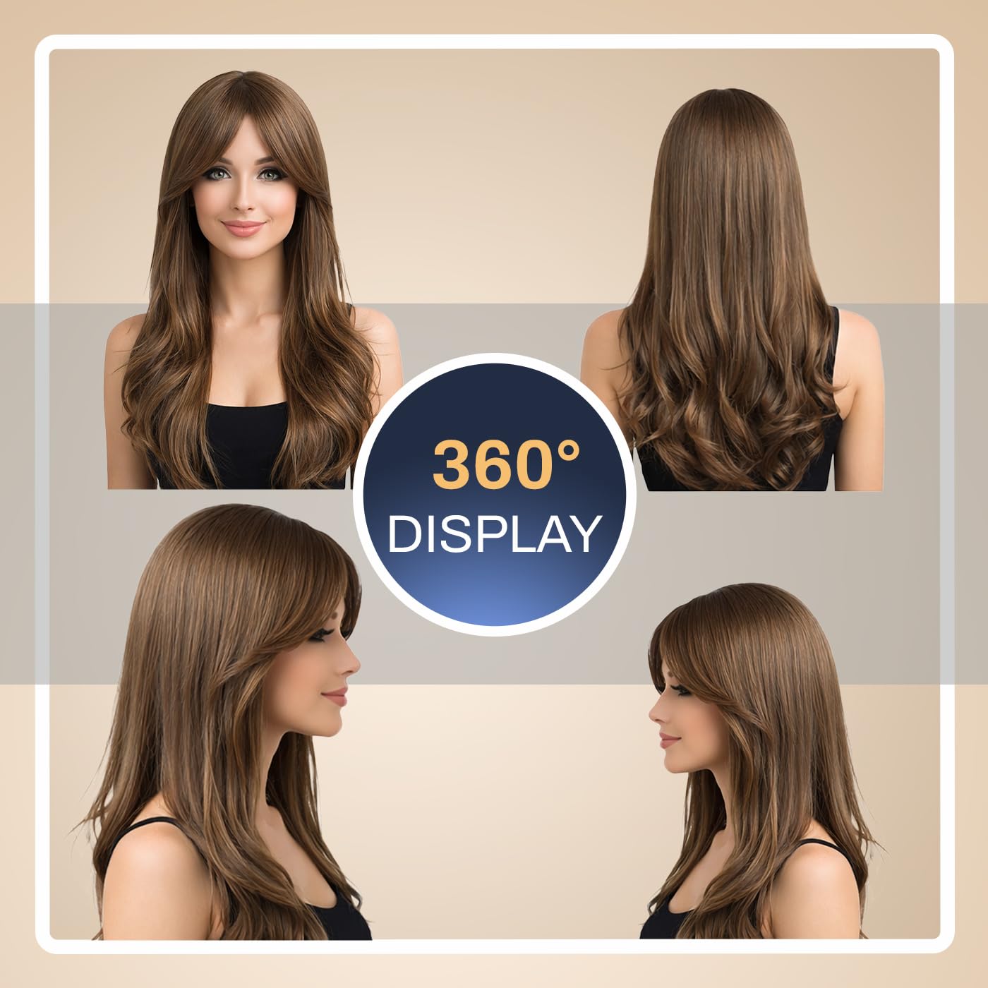 Natural Look Hair Wig, 60 CM Length, Breathable Cap Design