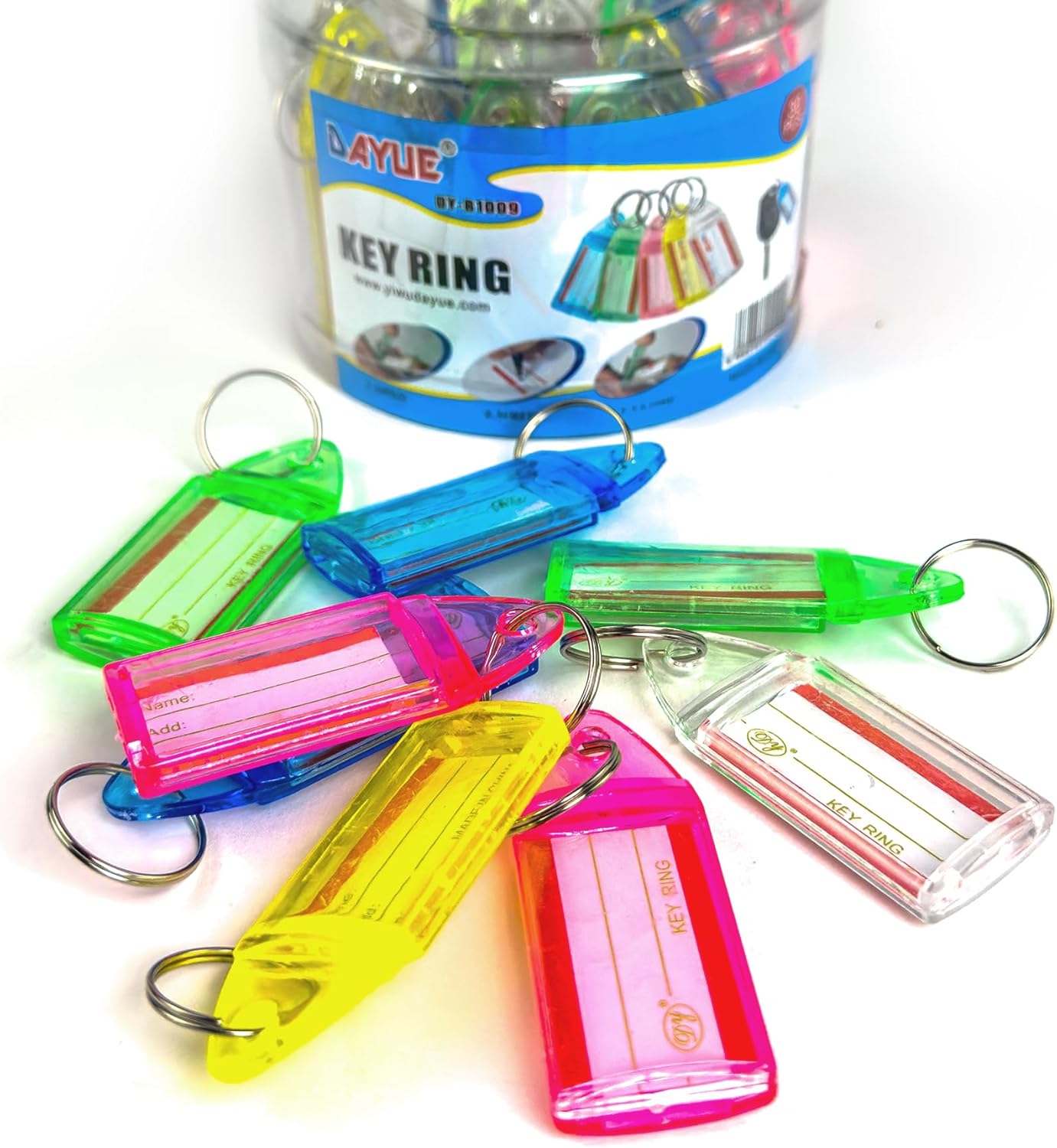 Labels, Key Rings, Set Of 30 Plastic Keychain Split Rings, Model DY-B1009