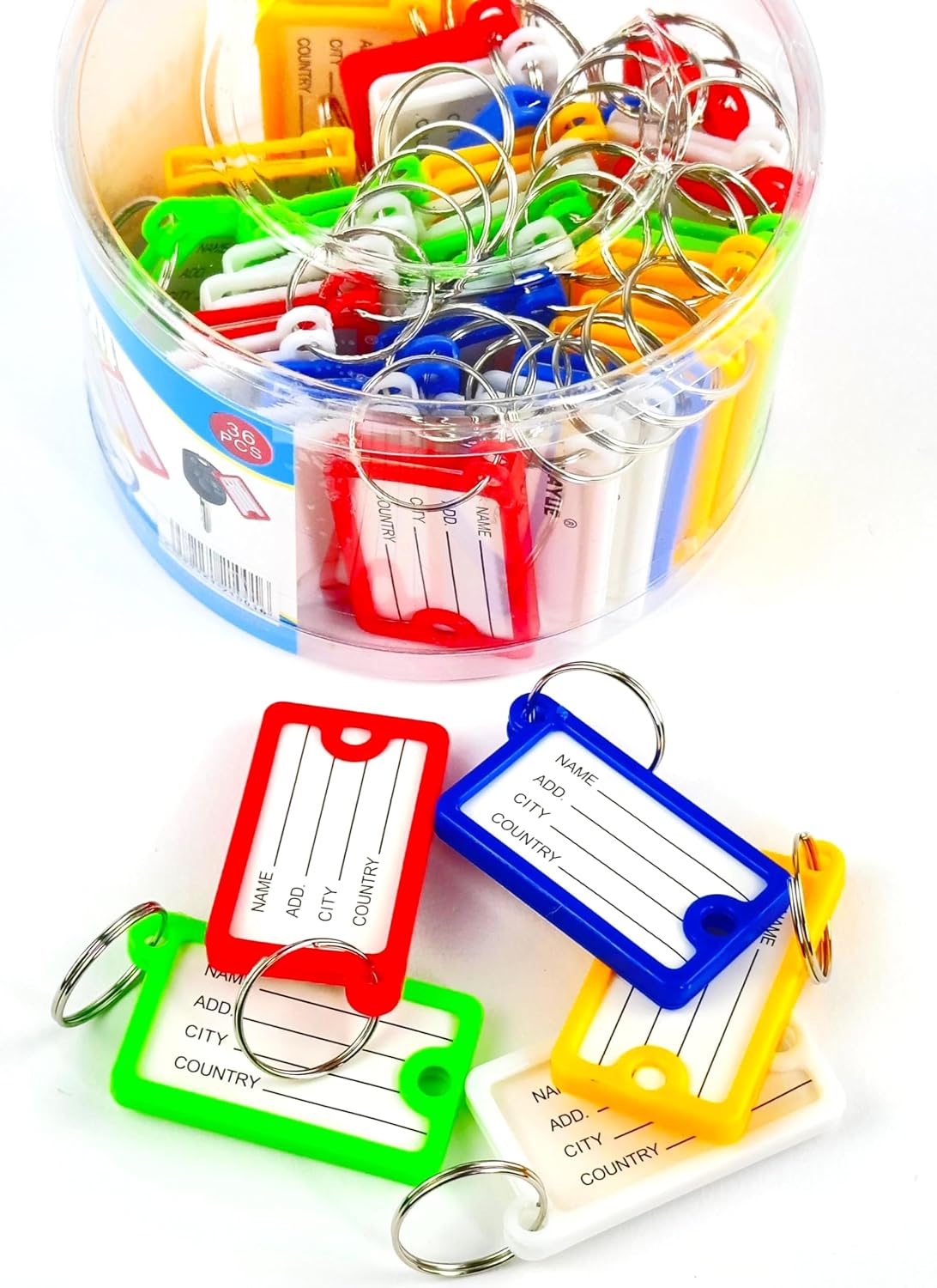 Labels, Key Rings, Set Of 36 Plastic Keychain Split Rings, Model DY-B1001
