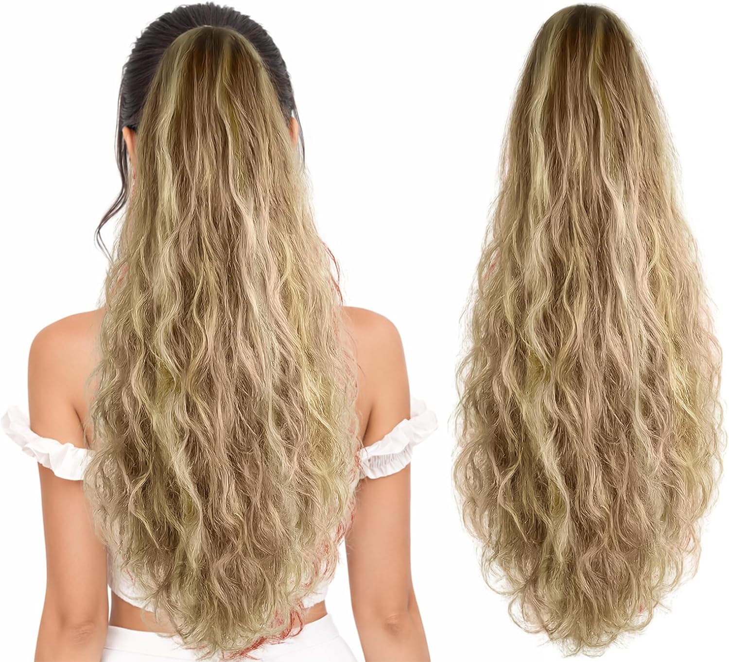 Ponytail Extension, 60 CM, Claw Clip Synthetic Hairpiece, Model JW250