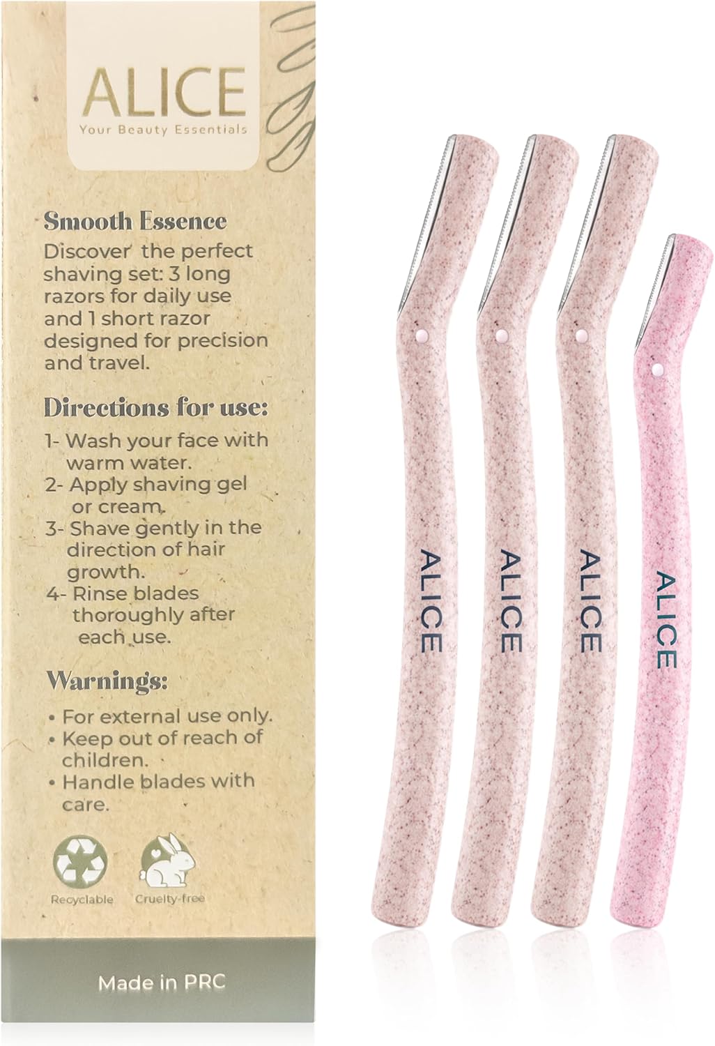 Hair Removal Razor, Pack Of 4, Smooth Essence, Precise Blades for Clean Kit