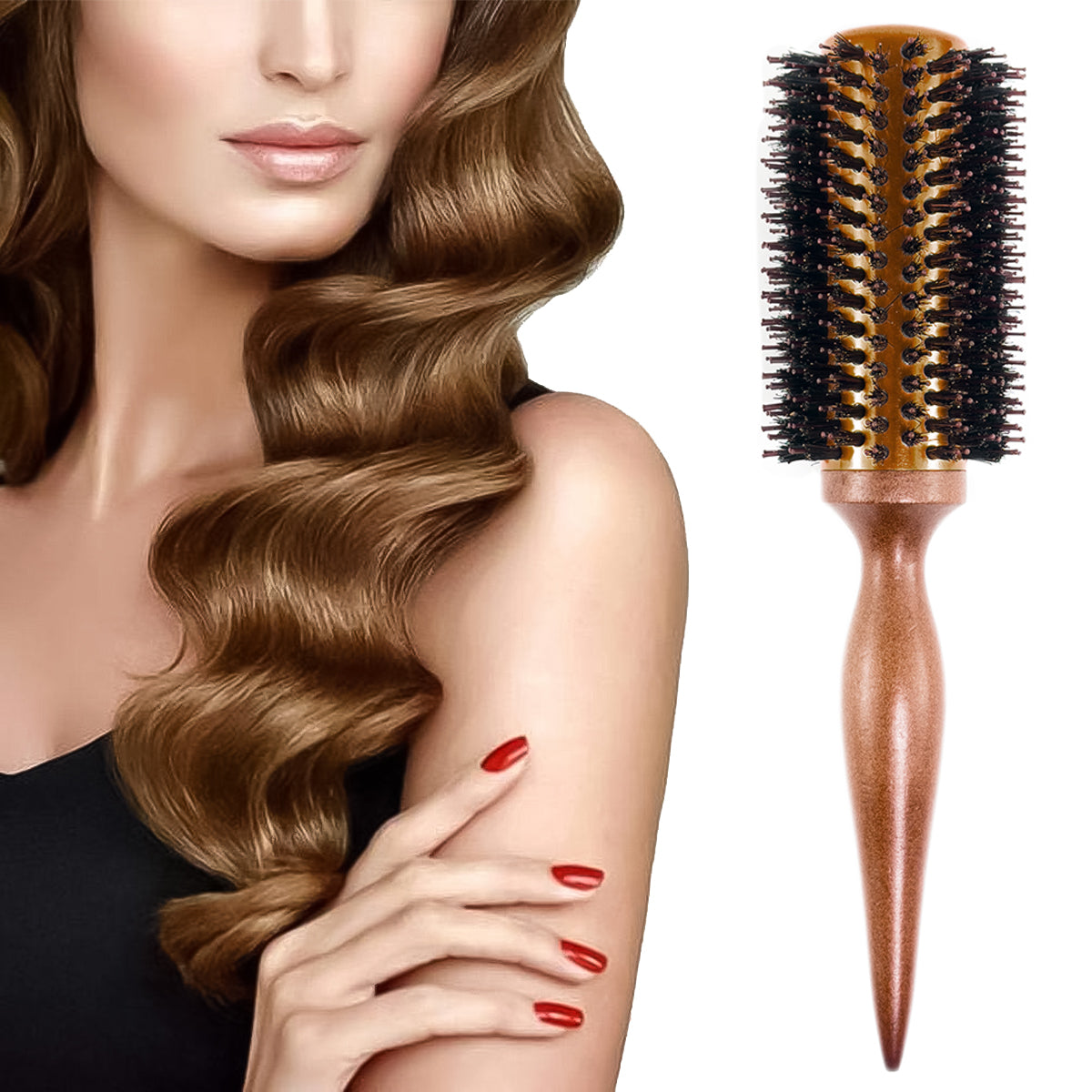 Detangling Hair Brush, With Protective Bristle Tips, Wooden Hair, Clean Kit