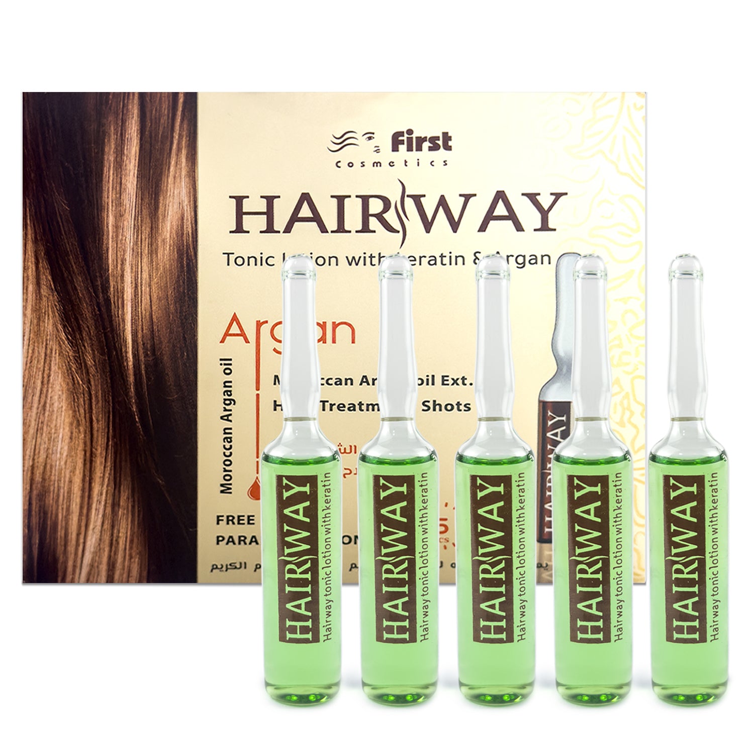 Hair Way, Hair Treatment Ampoules, Tonic Lotion With Keratin, Set Of 5 Ampoules