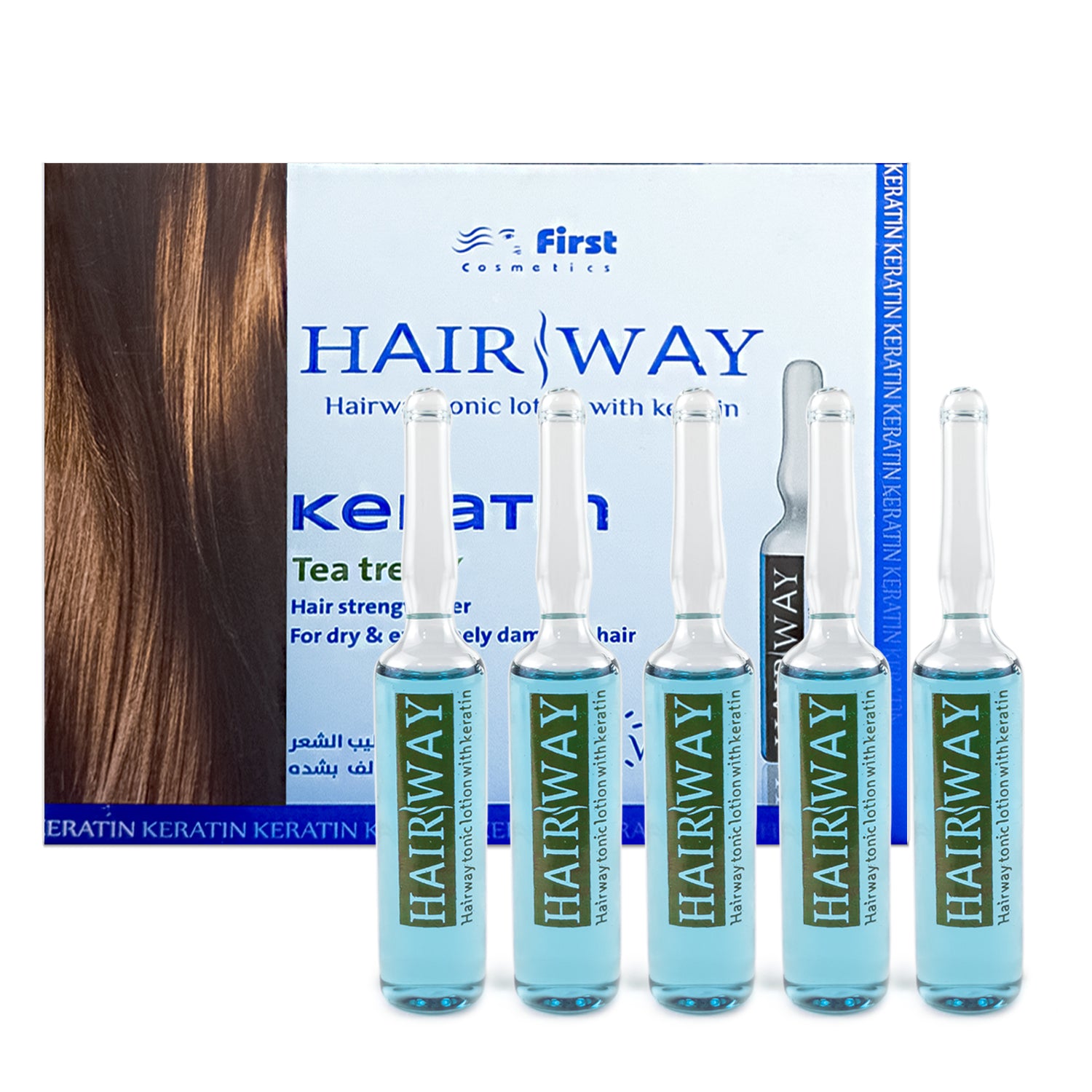 Hair Way, Hair Treatment Ampoules, Tonic Lotion With Keratin, Set Of 5 Ampoules