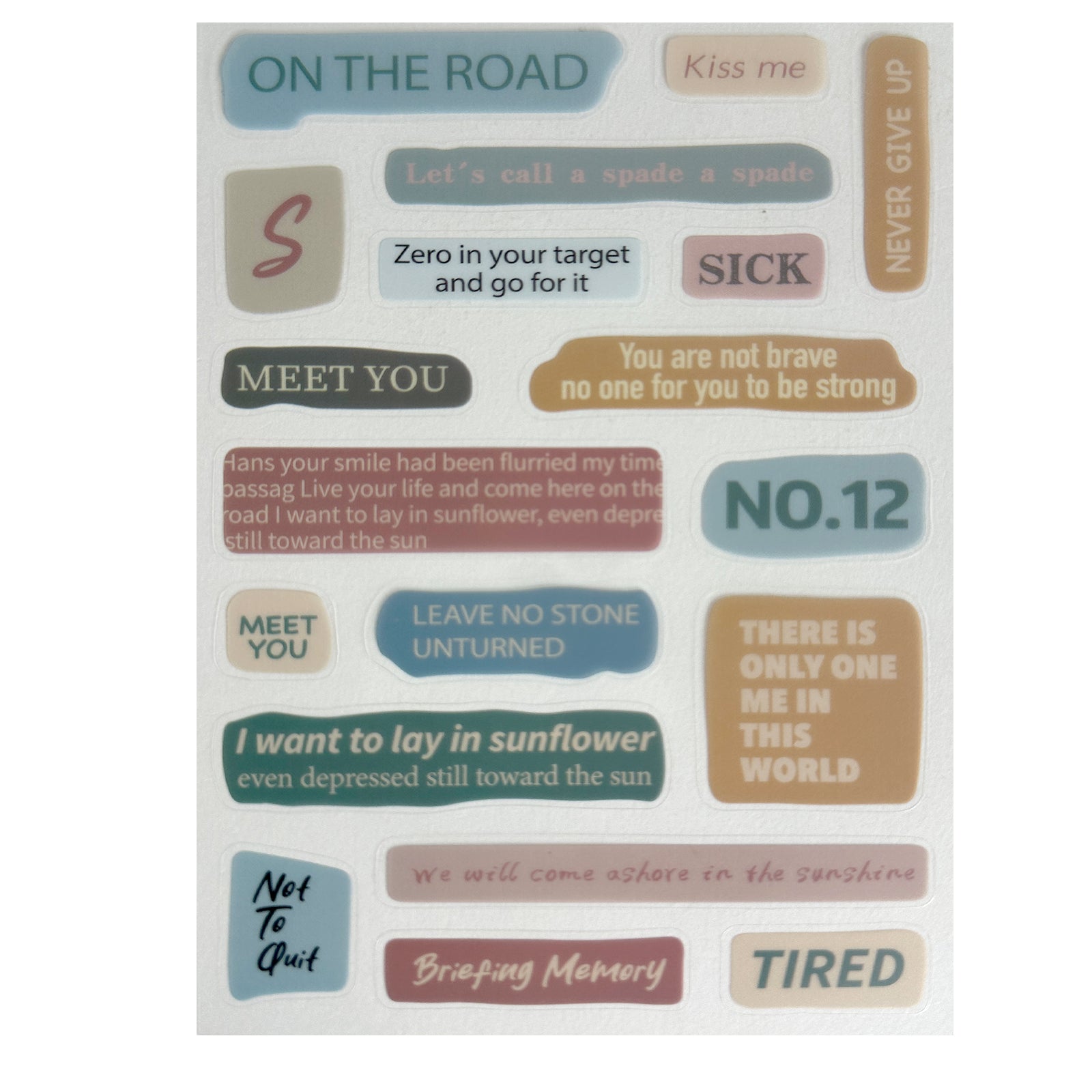 Stickers, Quotes, Set Of 6 Sheets, Printed Waterproof with Practical Design