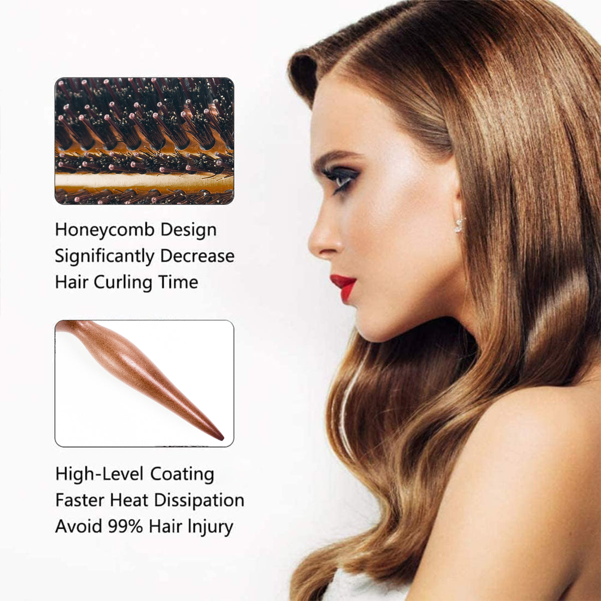 Detangling Hair Brush, With Protective Bristle Tips, Wooden Hair, Clean Kit