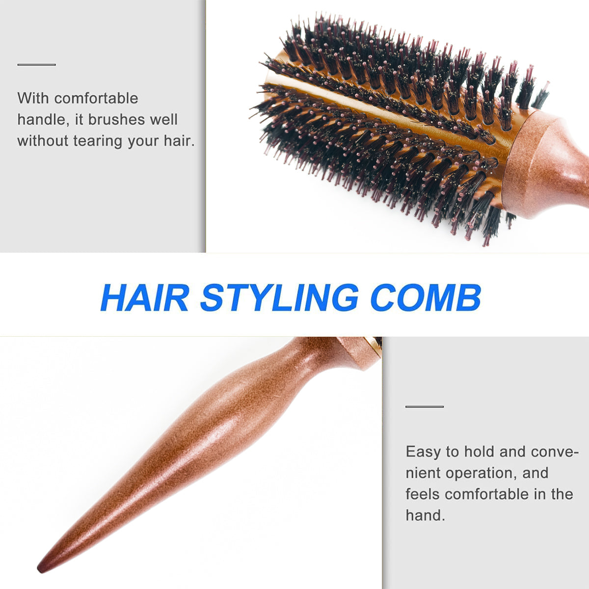 Detangling Hair Brush, With Protective Bristle Tips, Wooden Hair, Clean Kit