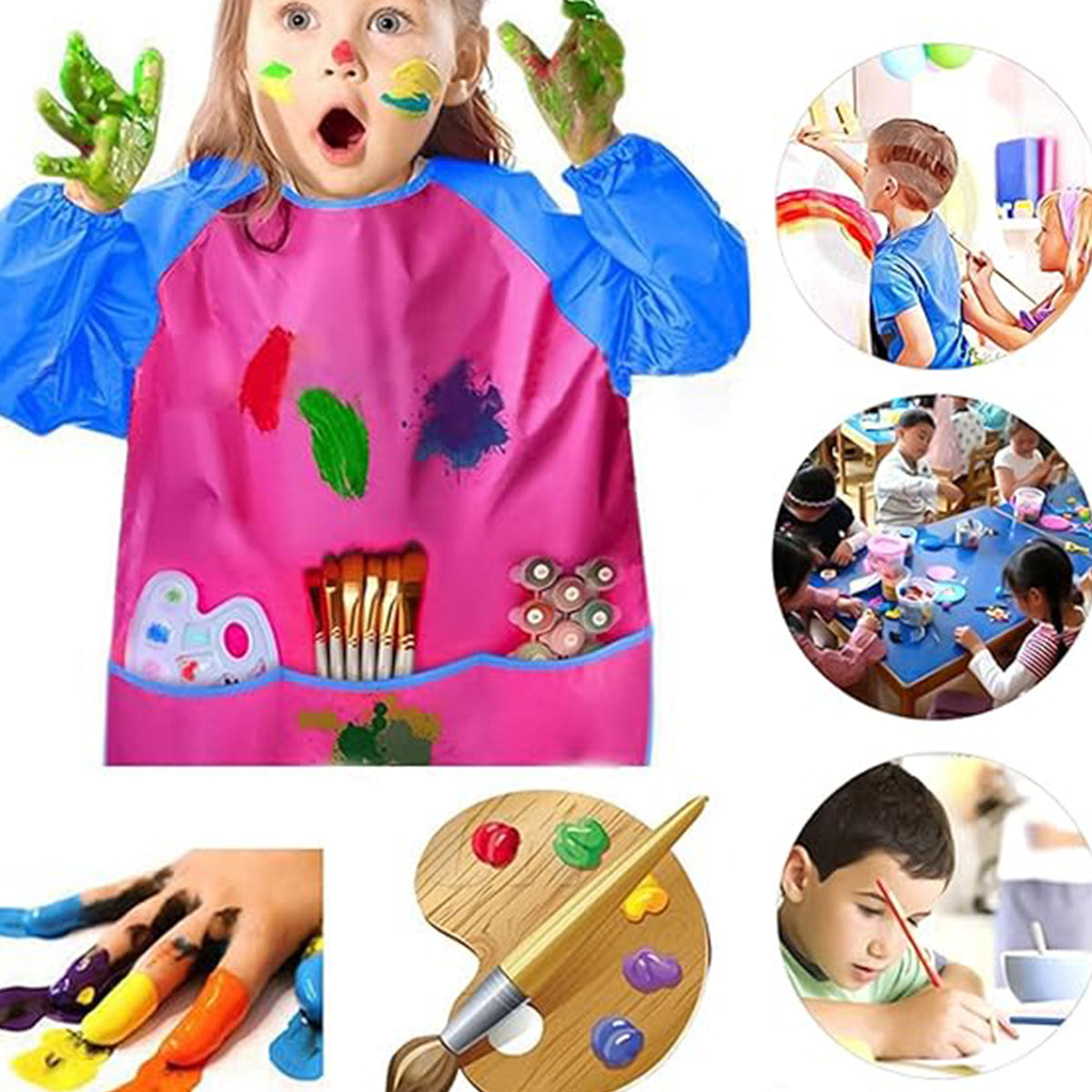 Kids Art Apron, Plain Coloring Apron, Children, 50CM X 40CM for Clean Style