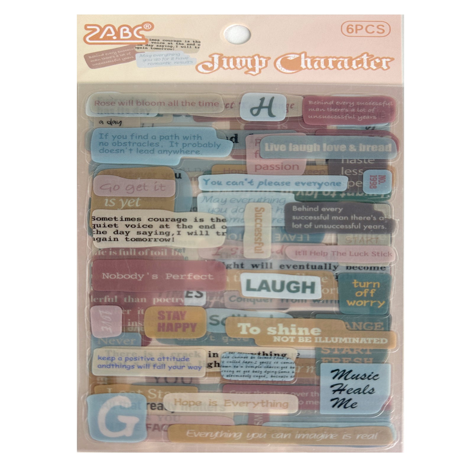 Stickers, Quotes, Set Of 6 Sheets, Printed Waterproof with Practical Design