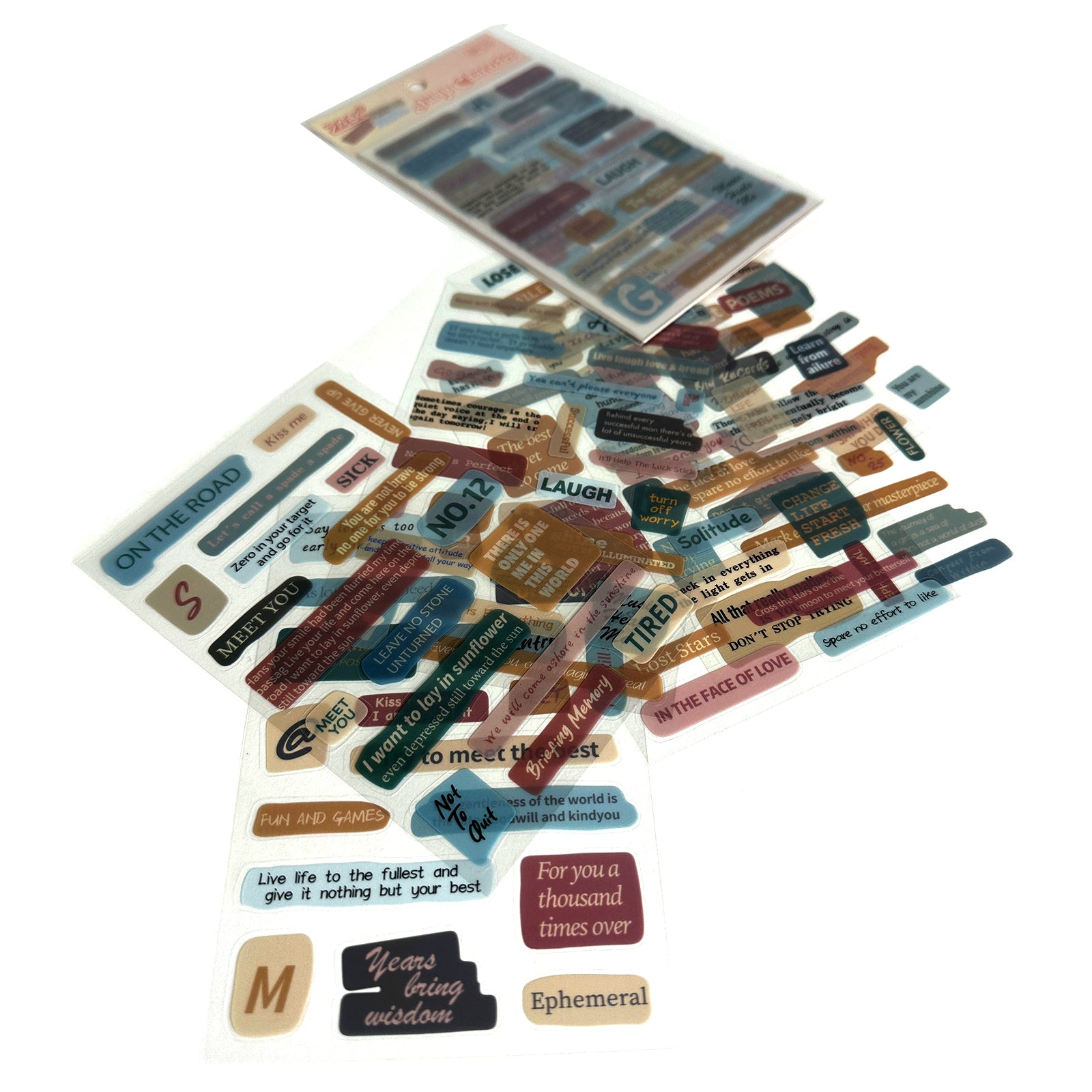Stickers, Quotes, Set Of 6 Sheets, Printed Waterproof with Practical Design