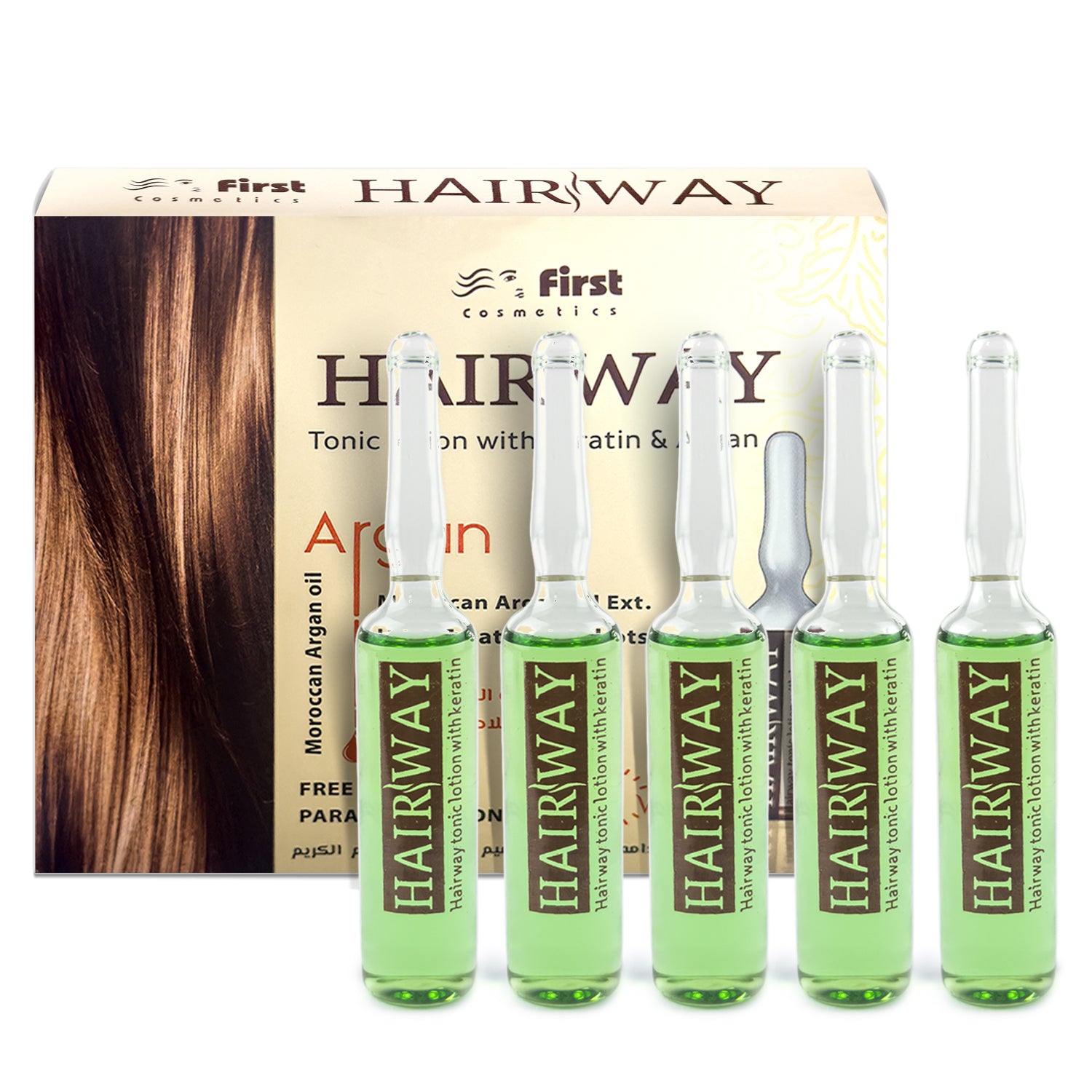 Hair Way, Hair Treatment Ampoules, Tonic Lotion With Keratin, Set Of 5 Ampoules