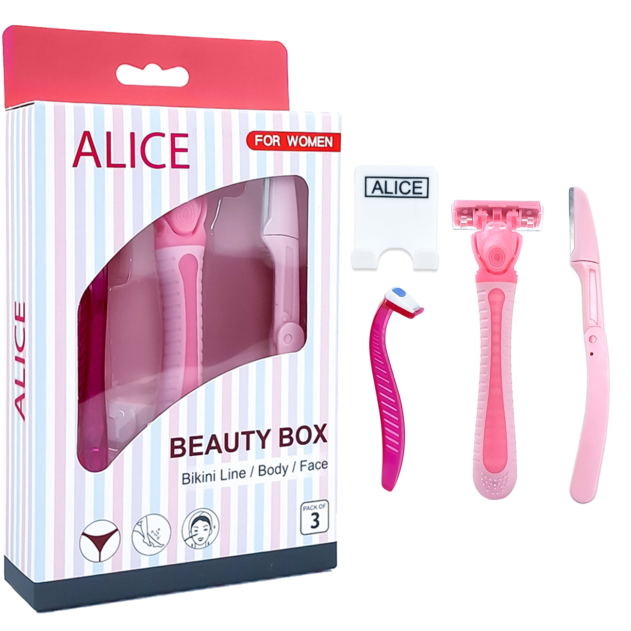 Beauty Razor Set, Beauty Box, Set Of 3 Razors, Bikini Line for Everyday Use