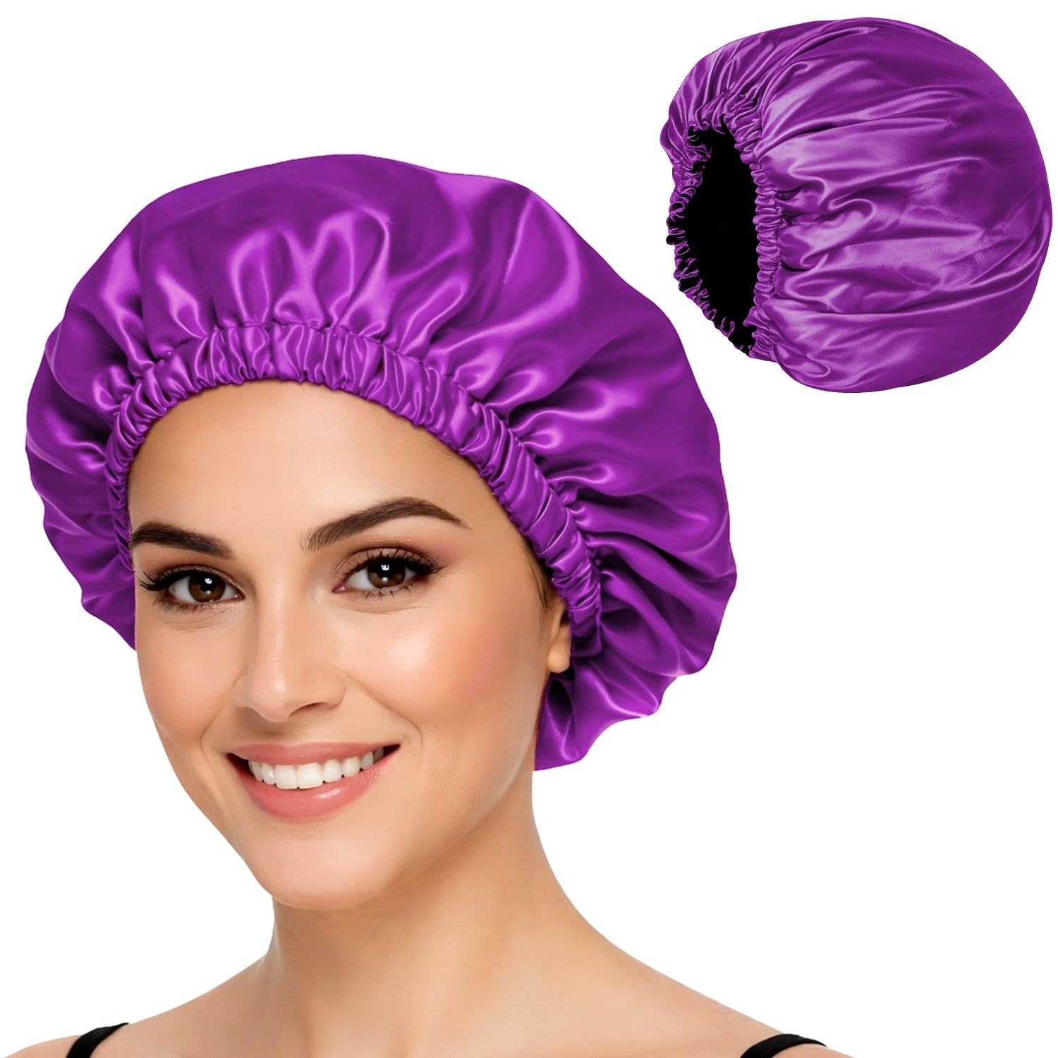 Hair Bonnet, Double Layer Satin Design, Anti-Frizz Sleeping Cap, Clean Care