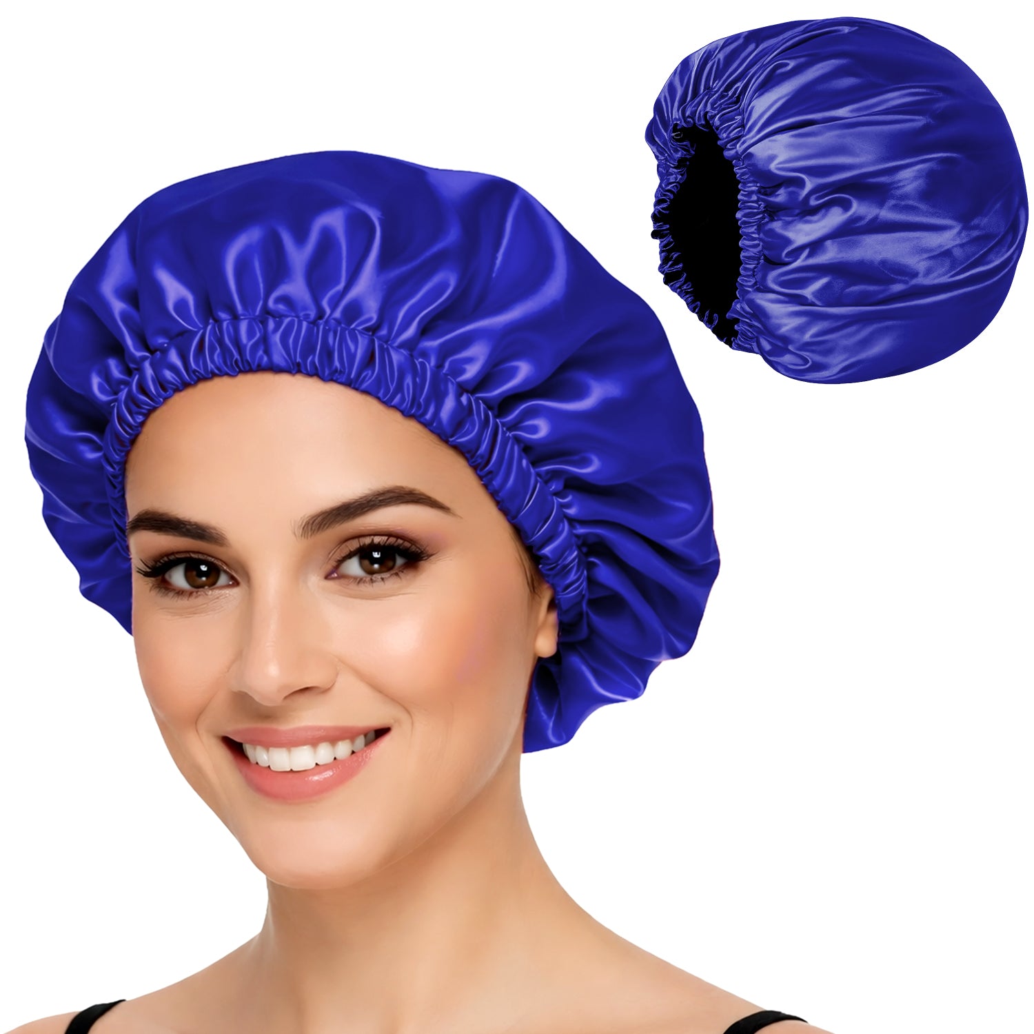 Hair Bonnet, Double Layer Satin Design, Anti-Frizz Sleeping Cap, Clean Care