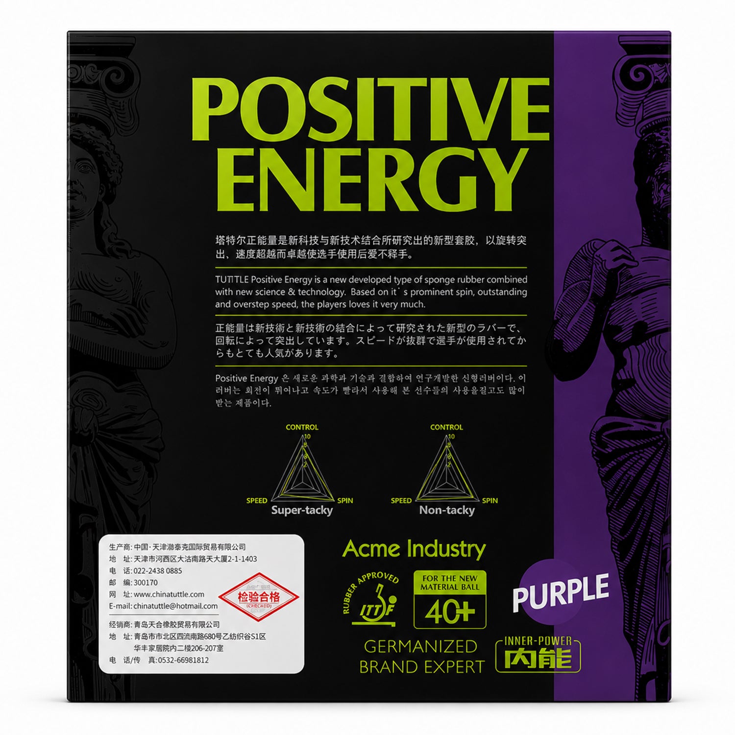 Positive Energy Table Tennis Rubber Sheet For Spin & Speed