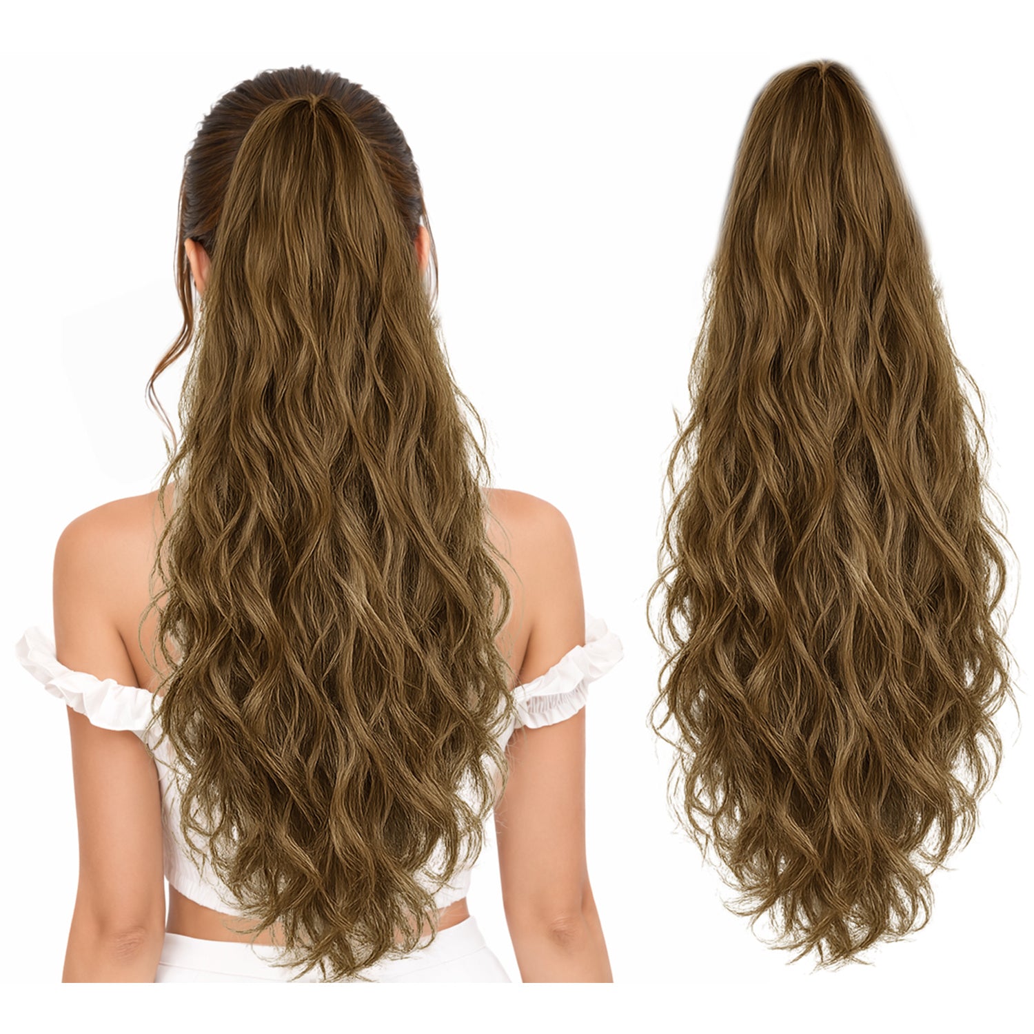 Ponytail Extension, 60 CM, Claw Clip Synthetic Hairpiece, Model JW250