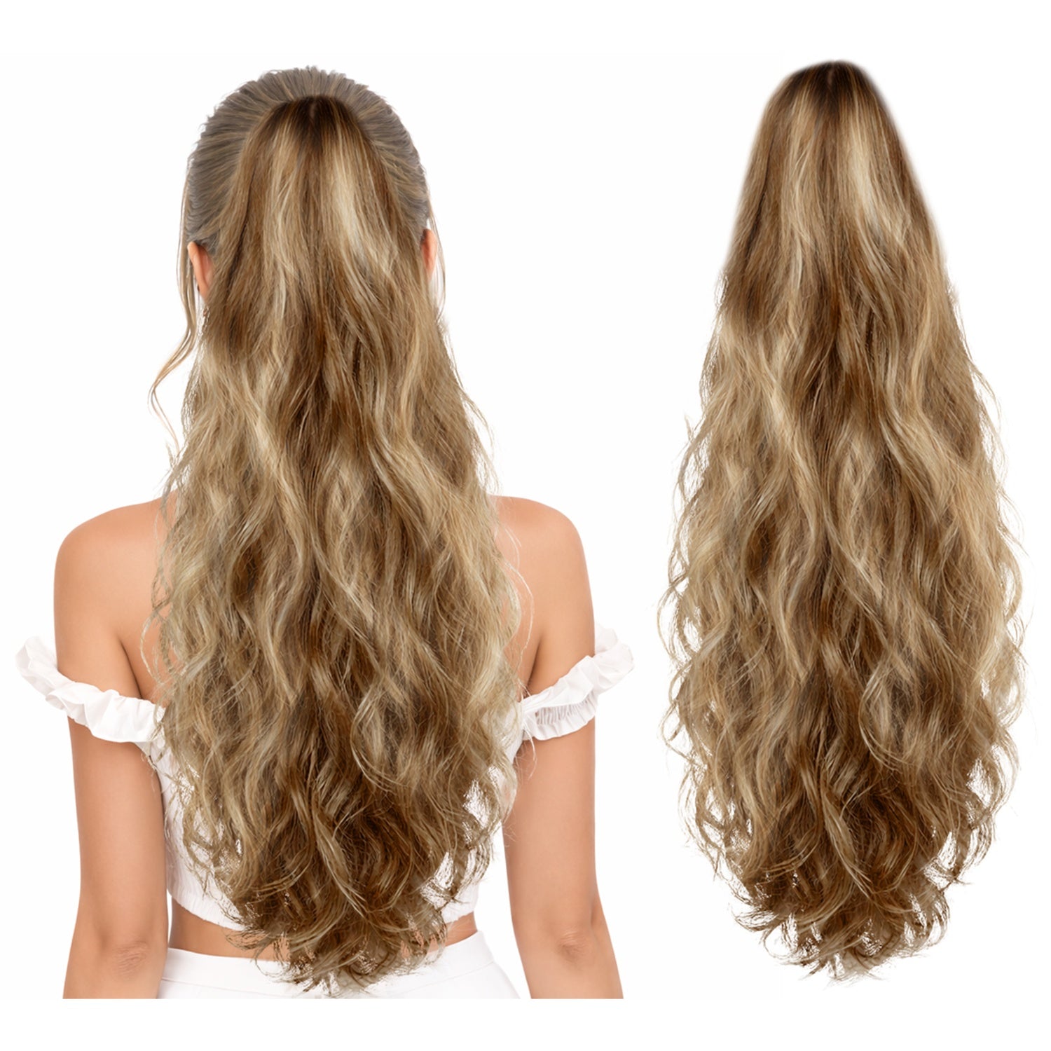 Ponytail Extension, 60 CM, Claw Clip Synthetic Hairpiece, Model JW250