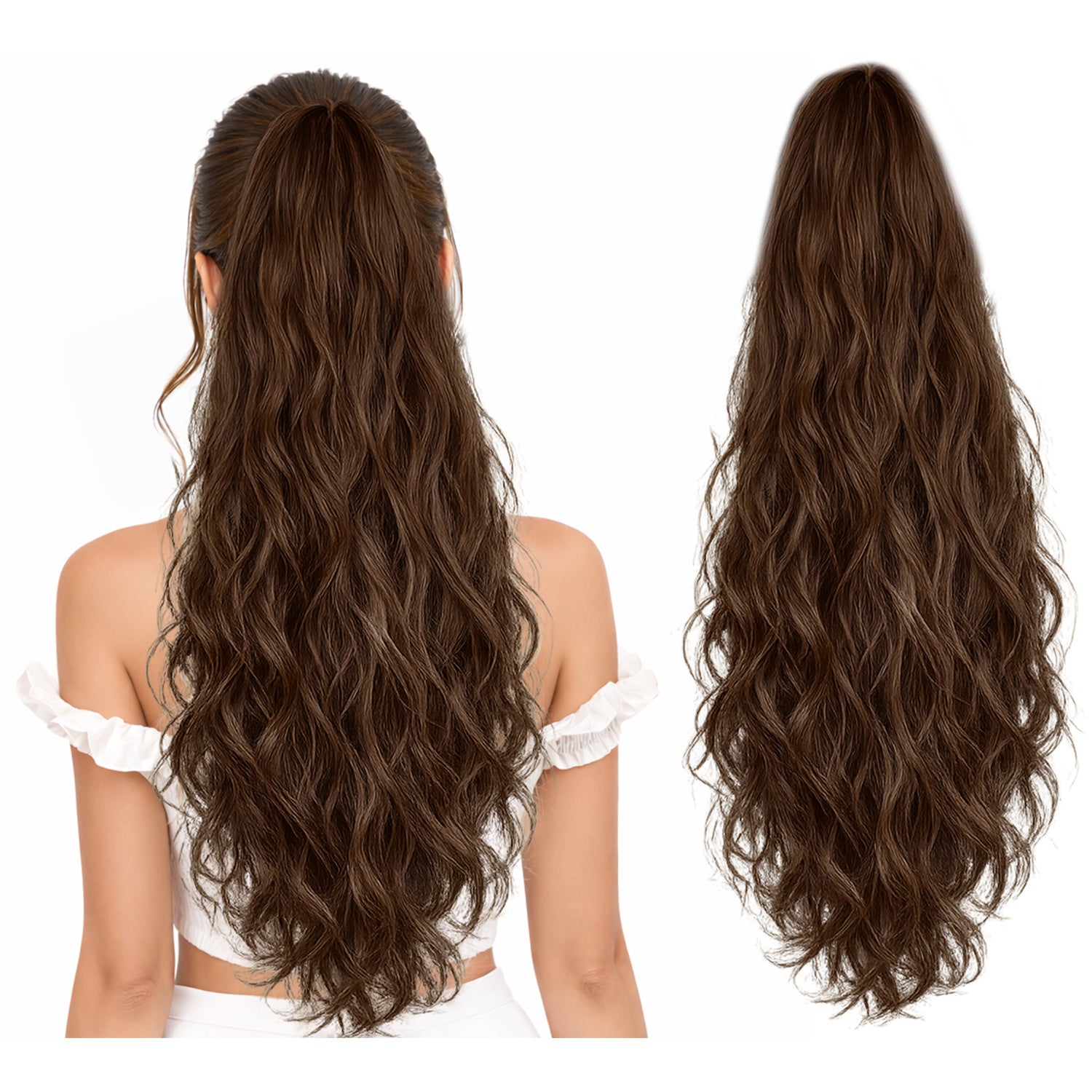 Ponytail Extension, 60 CM, Claw Clip Synthetic Hairpiece, Model JW250