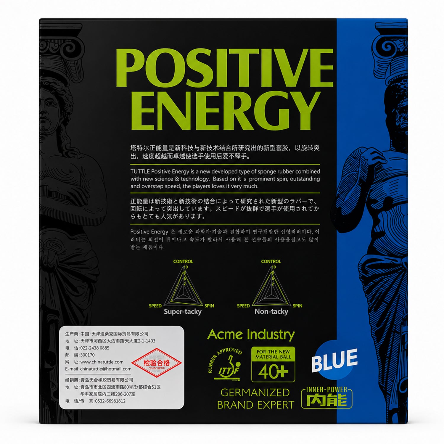 Positive Energy Table Tennis Rubber Sheet For Spin & Speed