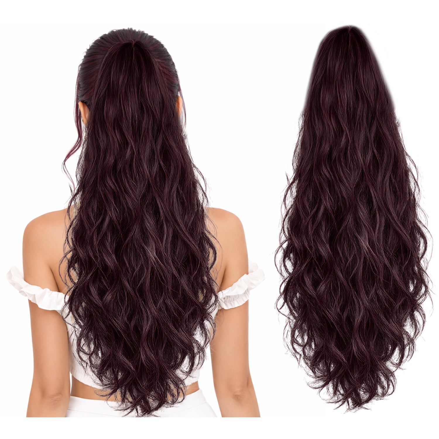 Ponytail Extension, 60 CM, Claw Clip Synthetic Hairpiece, Model JW250