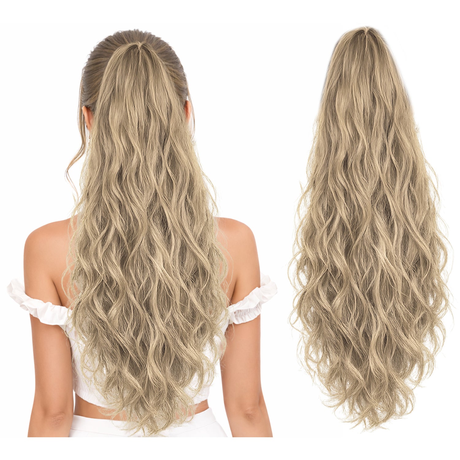 Ponytail Extension, 60 CM, Claw Clip Synthetic Hairpiece, Model JW250