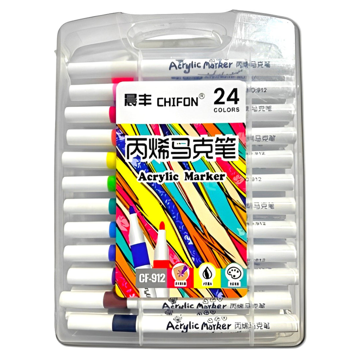 Acrylic Marker Pens Set, Chifon, Pens For Writing & Drawing On, Model CF-912
