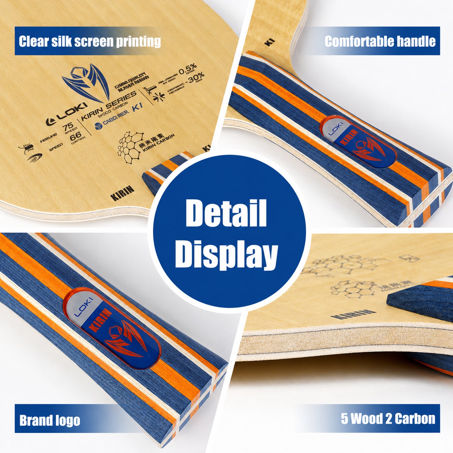 Kirin K1 FL 5-Ply Wood Table Tennis Blade With Flared Handle