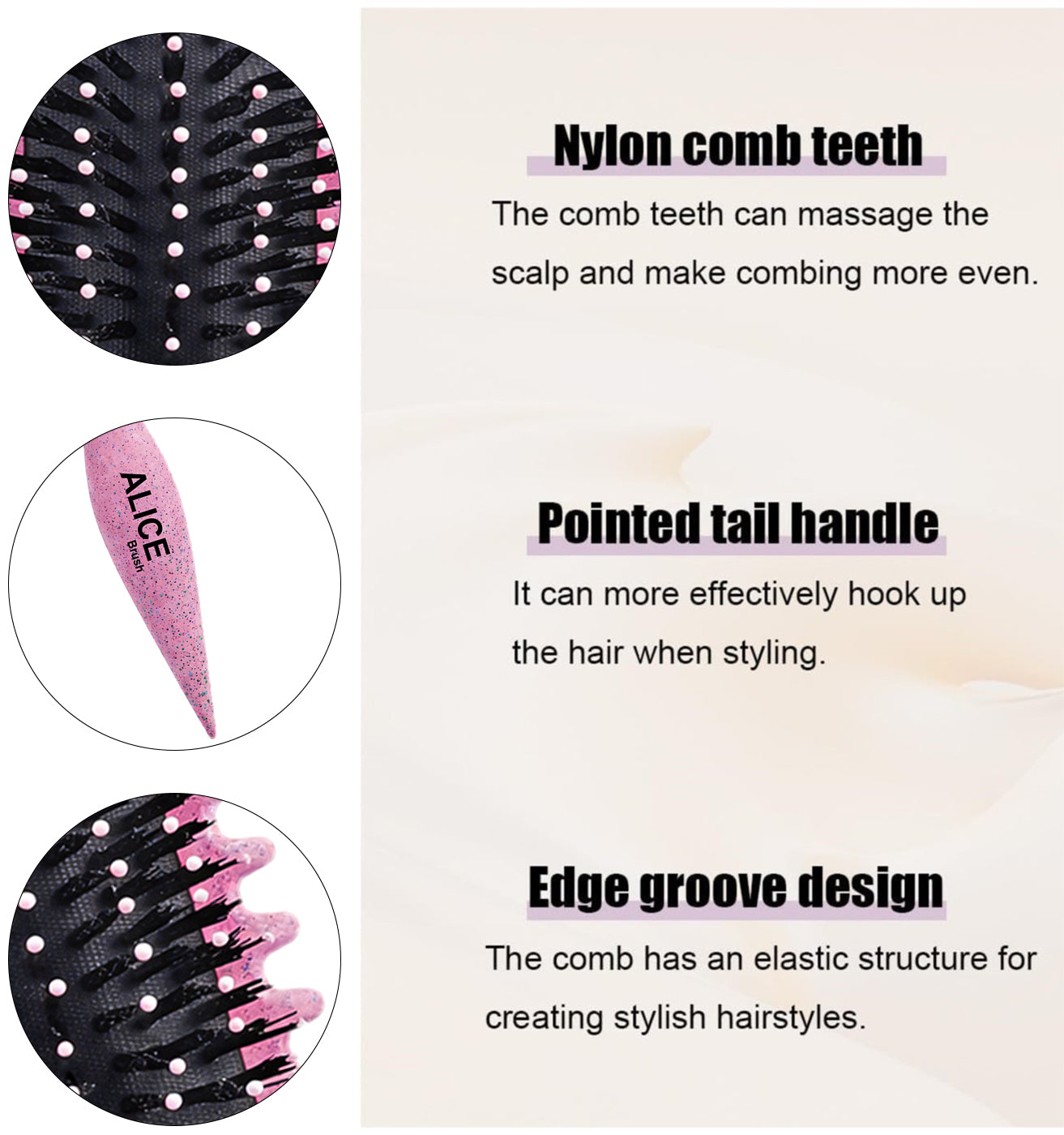 Hair Comb, Curl Definer Brush, Curly Hair Styling Brush, Gentle, Clean Care
