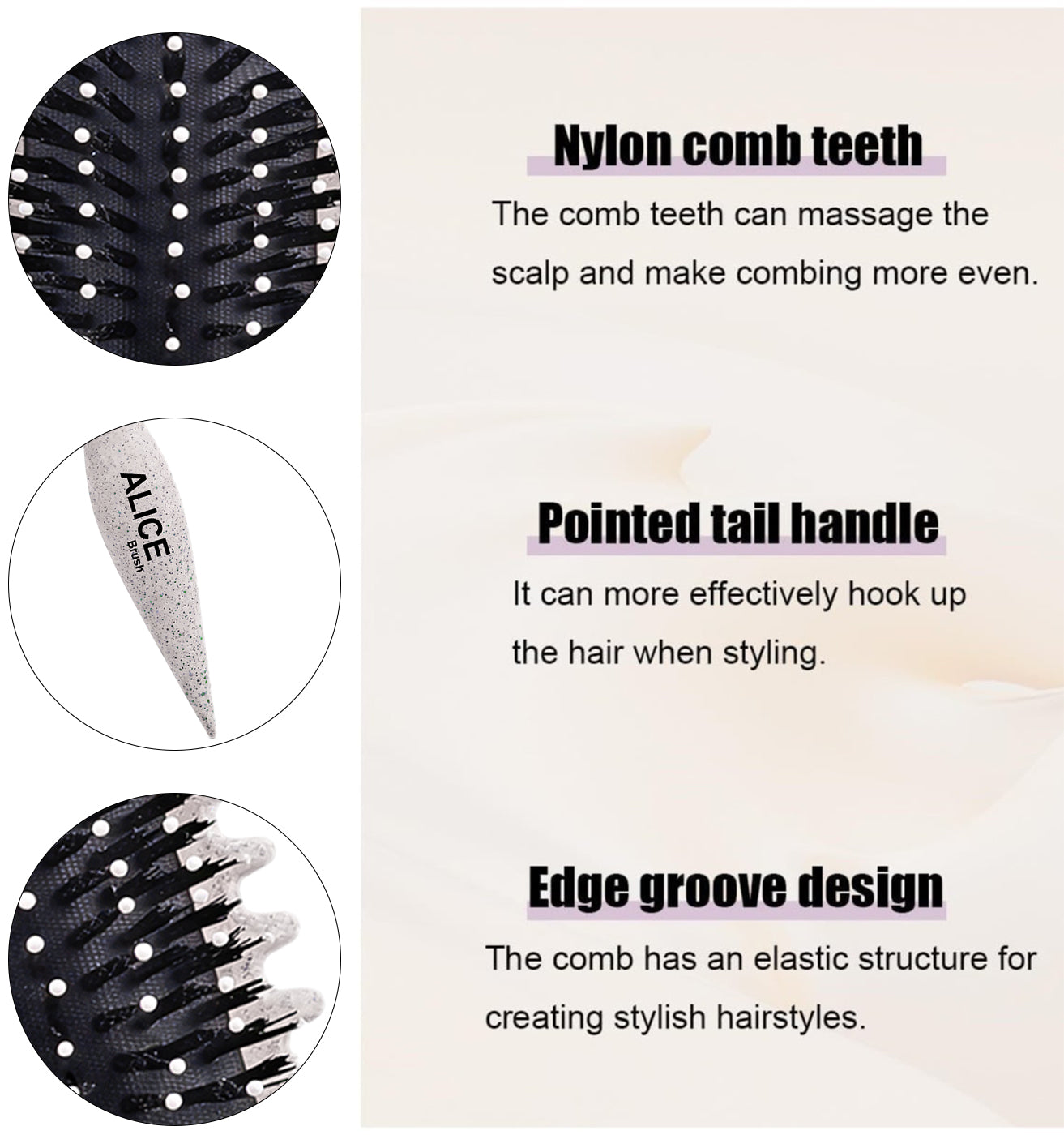 Hair Comb, Curl Definer Brush, Curly Hair Styling Brush, Gentle, Clean Care