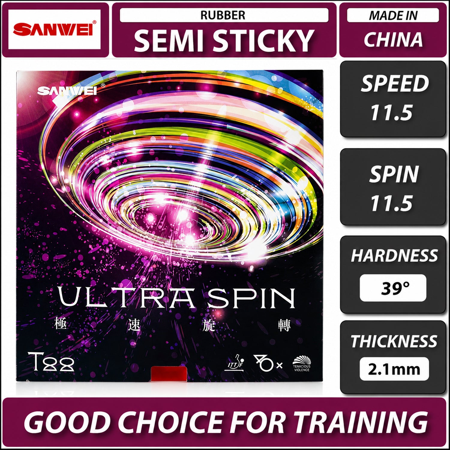Ultra Spin High Spin Table Tennis Rubber Sheet For Training