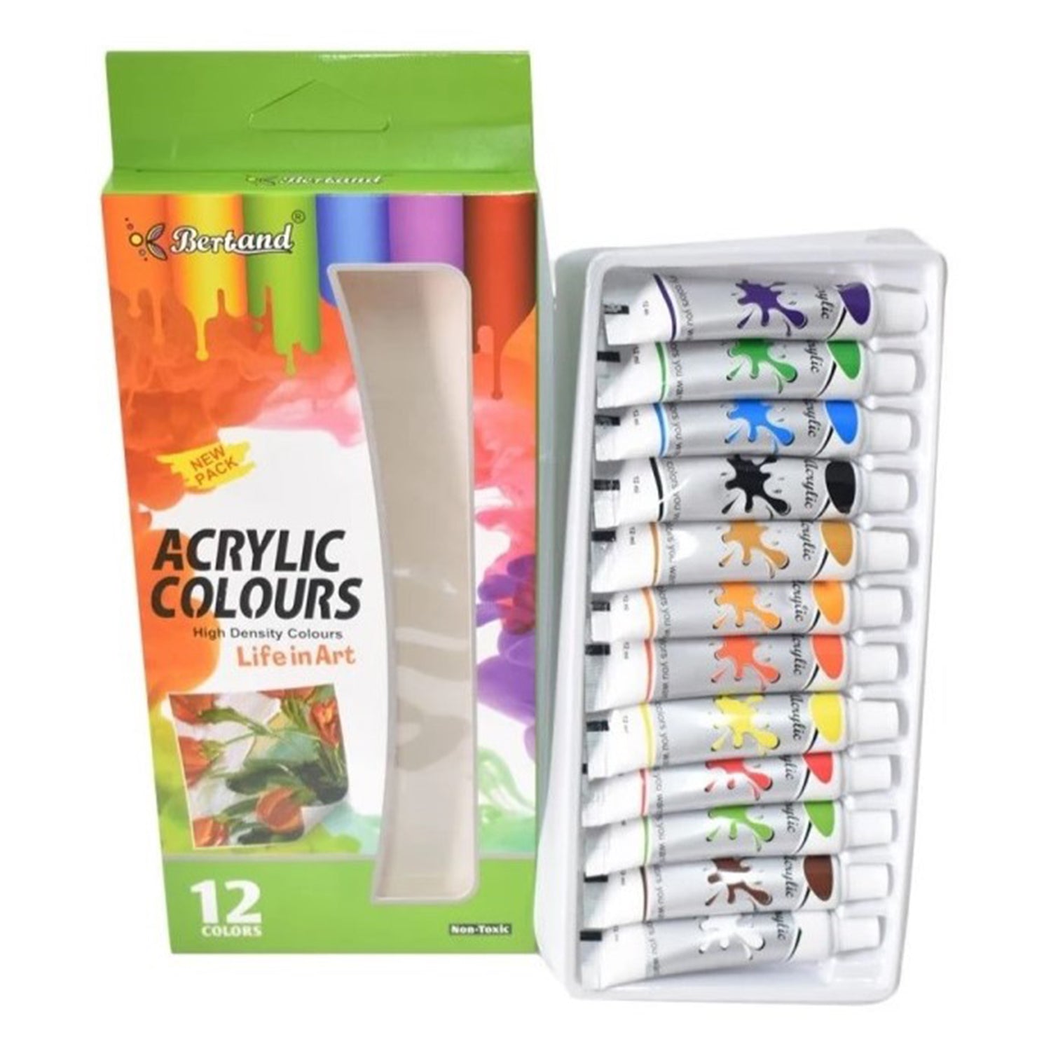 Acrylic Paint Set, Acrylic Colours, Set Of 12 Colors Tubes, Model NO.A1212N