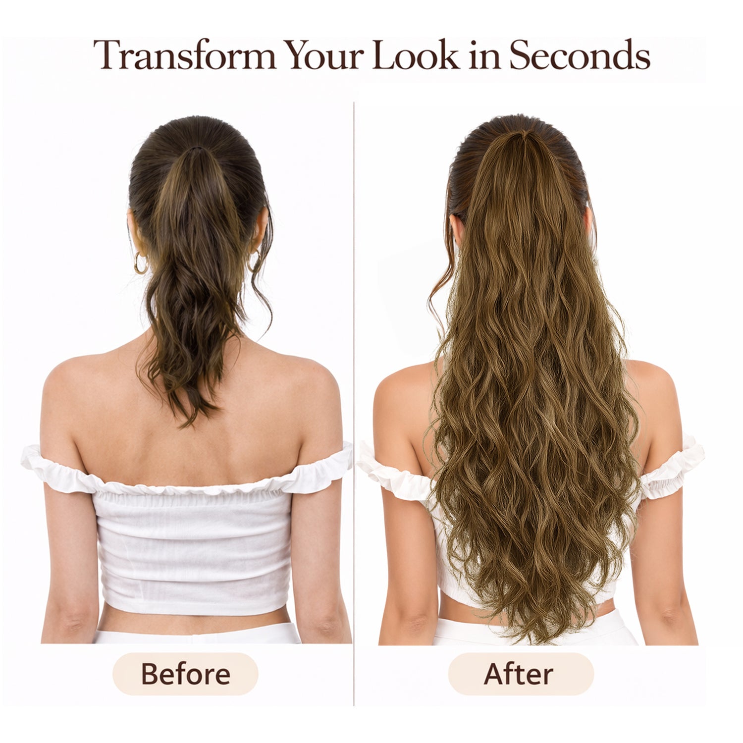 Ponytail Extension, 60 CM, Claw Clip Synthetic Hairpiece, Model JW250