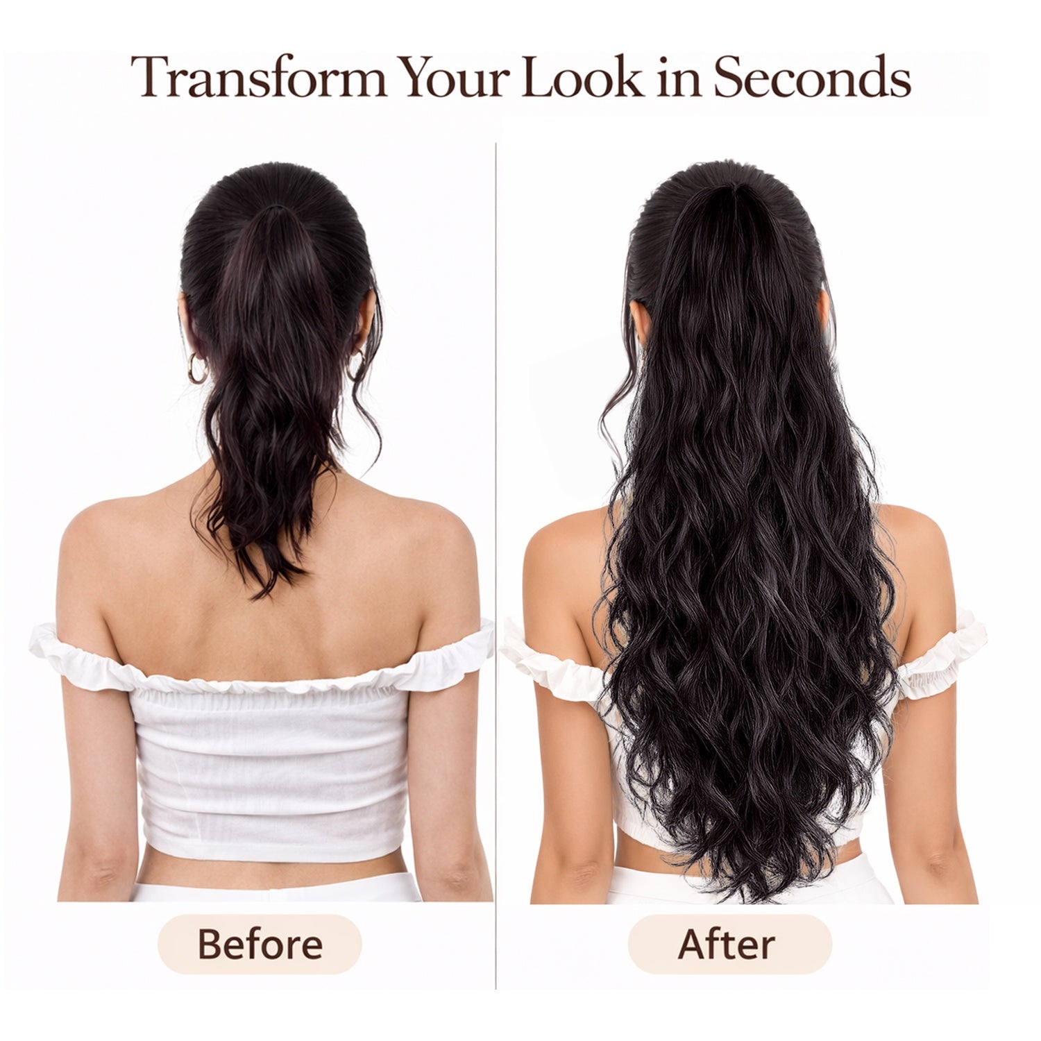 Ponytail Extension, 60 CM, Claw Clip Synthetic Hairpiece, Model JW250