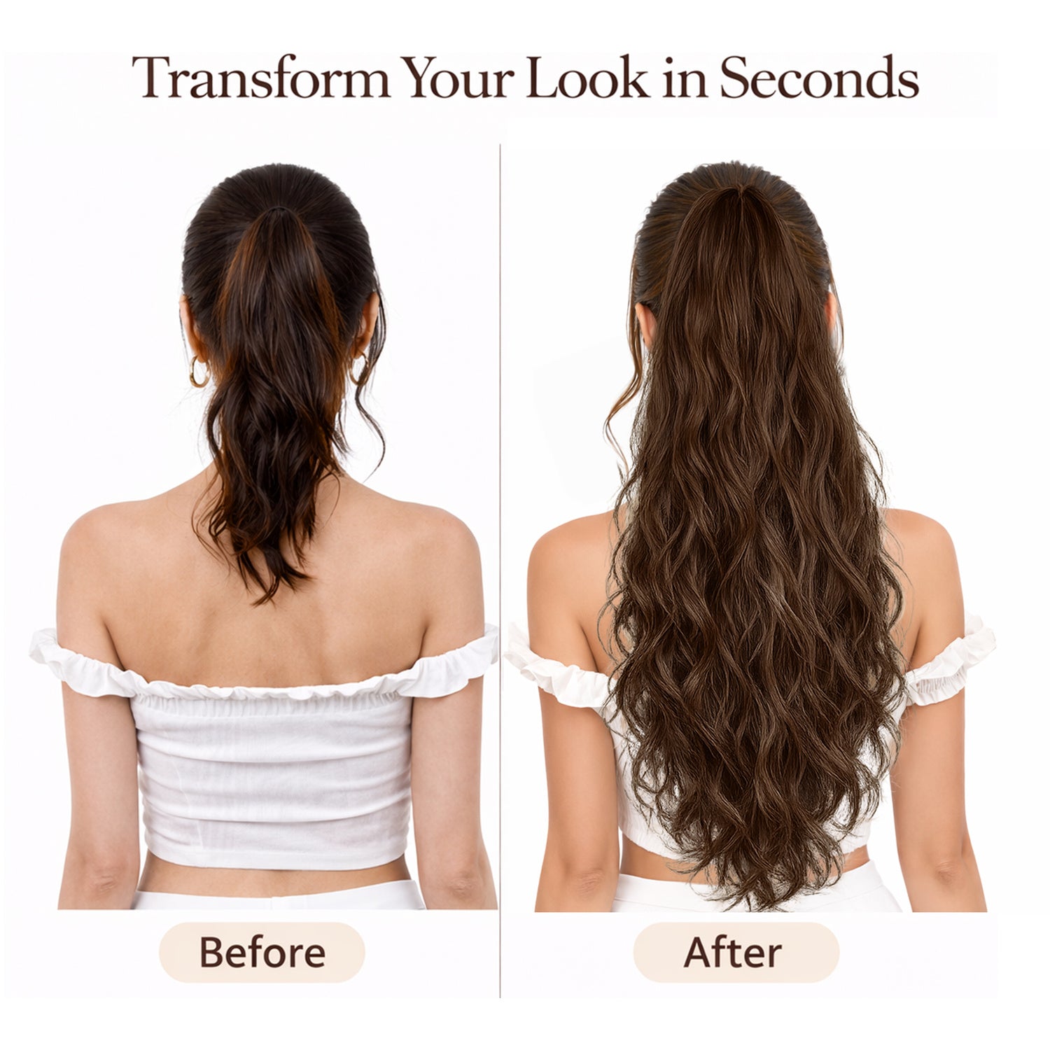 Ponytail Extension, 60 CM, Claw Clip Synthetic Hairpiece, Model JW250