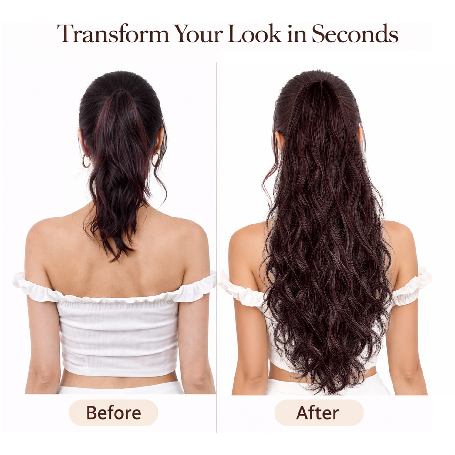 Ponytail Extension, 60 CM, Claw Clip Synthetic Hairpiece, Model JW250