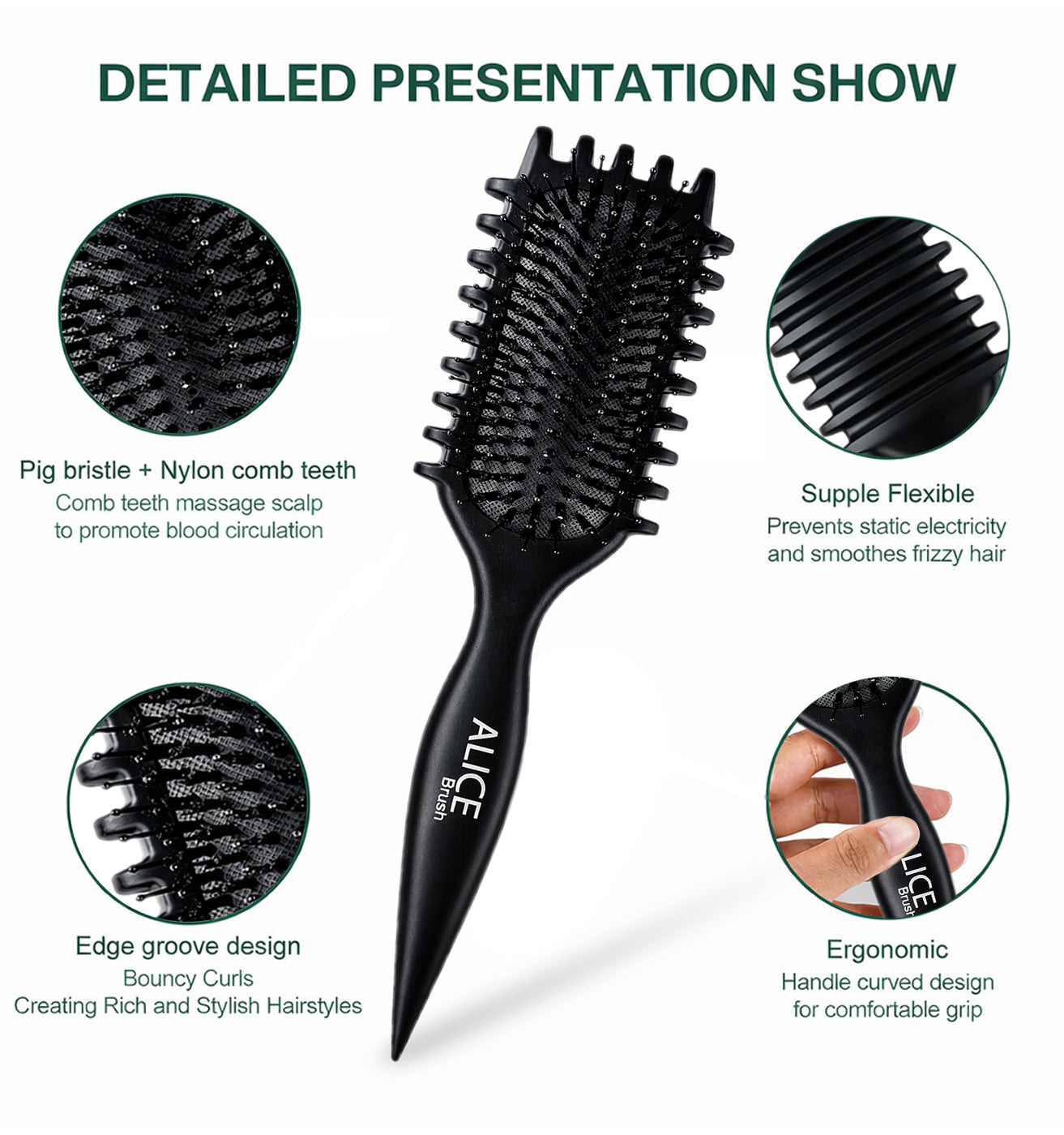 Hair Comb, Curl Definer Brush, Curly Hair Styling Brush, Gentle, Clean Care