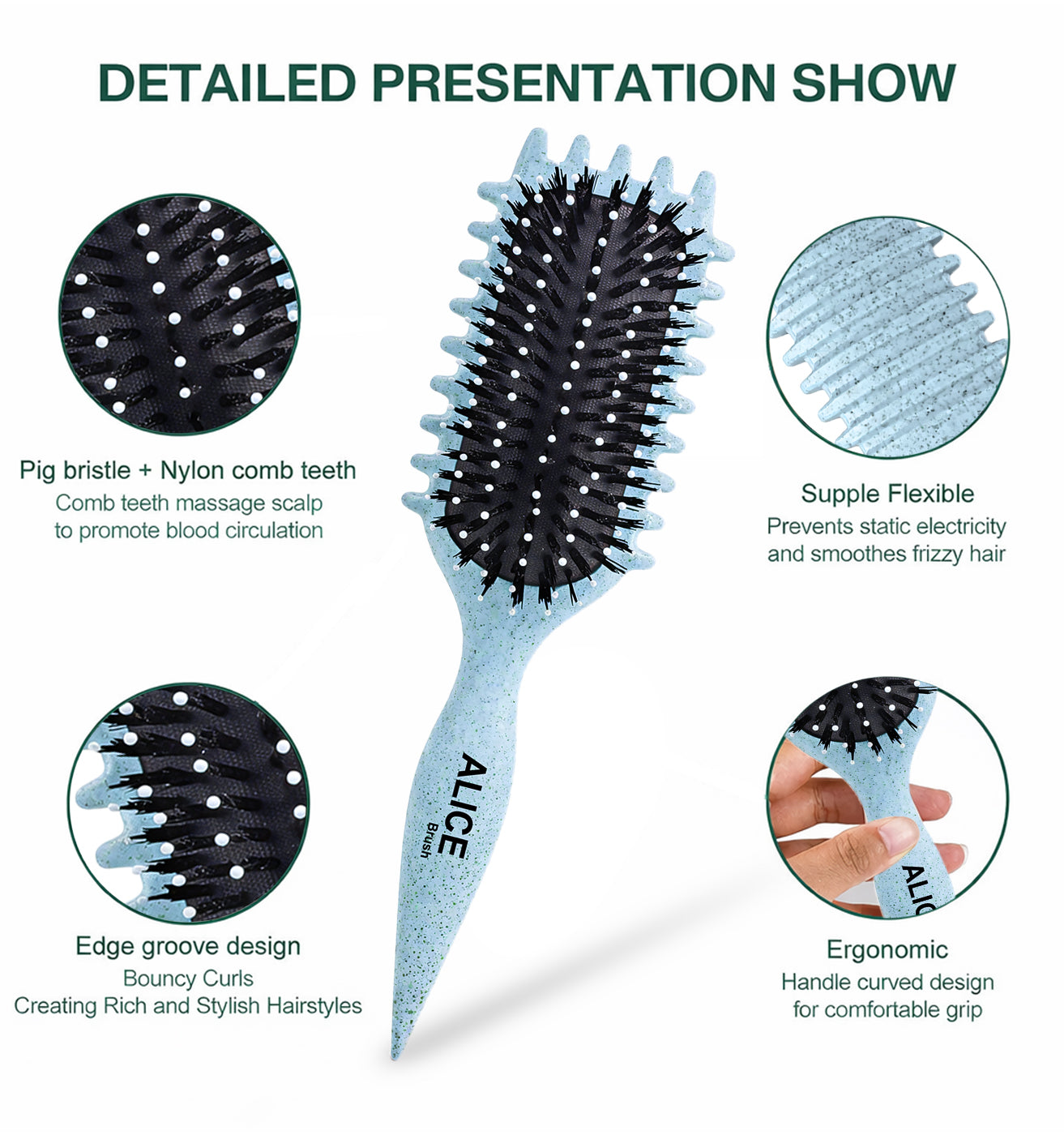 Hair Comb, Curl Definer Brush, Curly Hair Styling Brush, Gentle, Clean Care