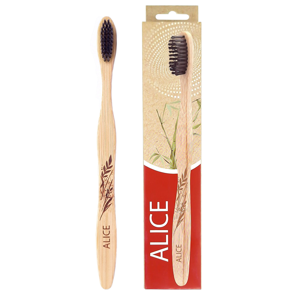Bamboo Charcoal Toothbrush, Natural Bamboo Handle, Eco Friendly, Clean Care