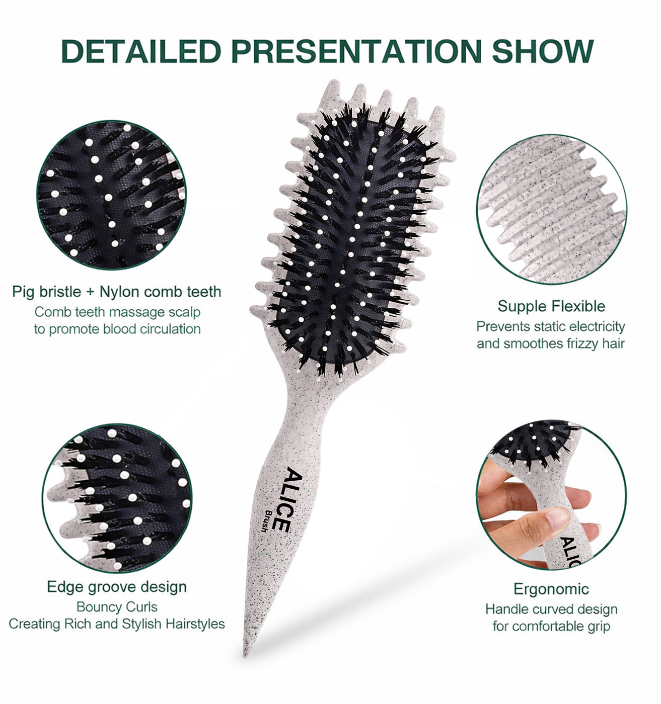 Hair Comb, Curl Definer Brush, Curly Hair Styling Brush, Gentle, Clean Care