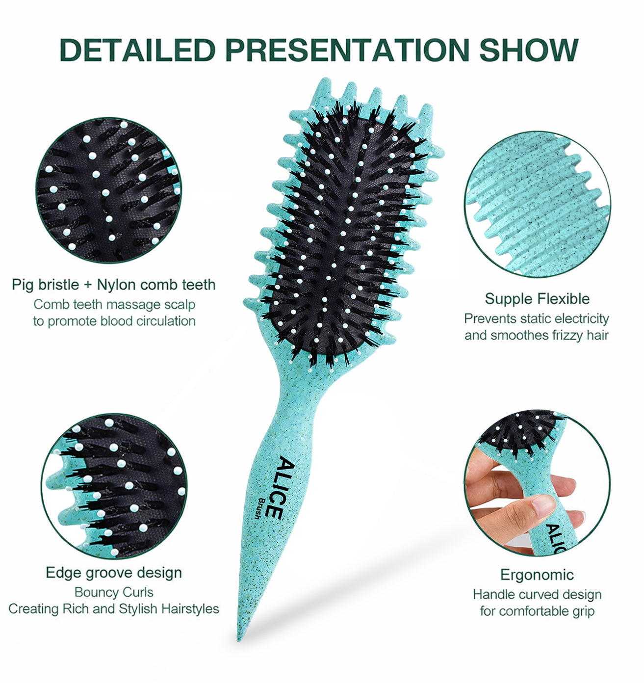 Hair Comb, Curl Definer Brush, Curly Hair Styling Brush, Gentle, Clean Care