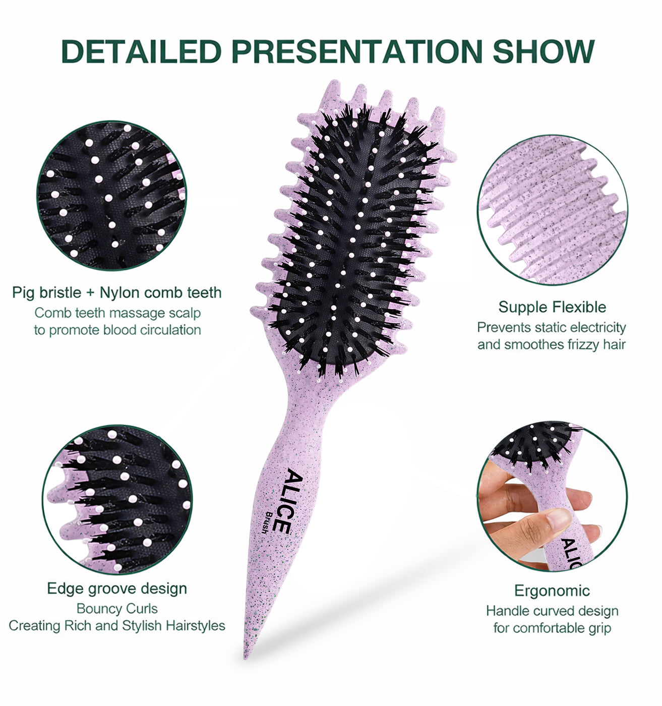 Hair Comb, Curl Definer Brush, Curly Hair Styling Brush, Gentle, Clean Care