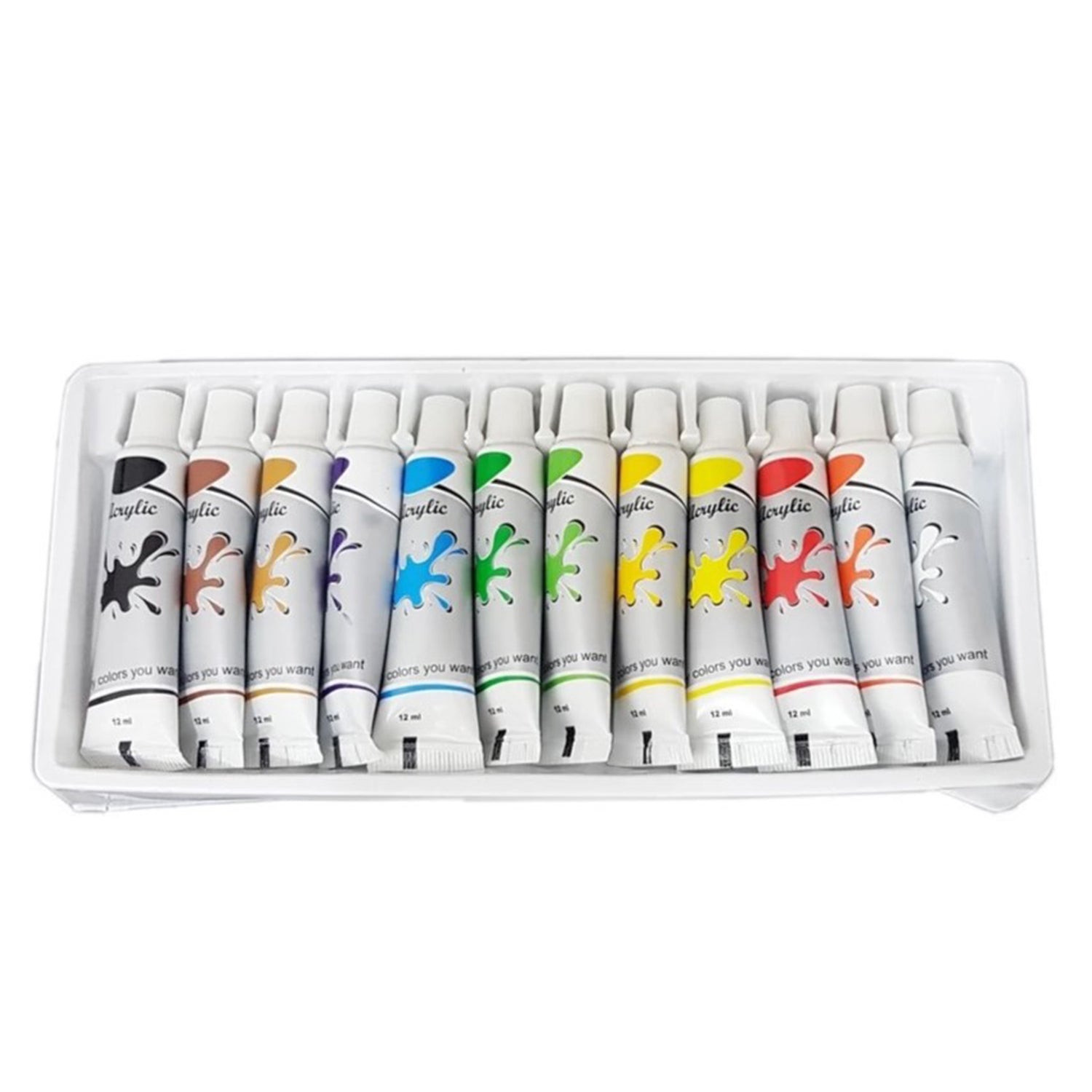 Acrylic Paint Set, Acrylic Colours, Set Of 12 Colors Tubes, Model NO.A1212N